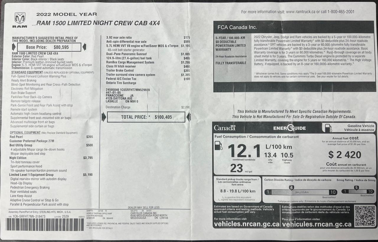 2022 RAM 1500 Limited 4x4 Crew Cab 5'7" Box Photo