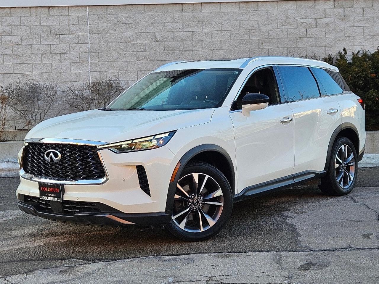 <p>2022 INFINITI QX60 LUXE AWD 7 PASSENGER</p><br><p>-WHITE EXTERIOR/ BLACK INTERIOR / ALLOY&nbsp;WHEELS / NAVIGATION / DRIVERS ASSISTANT PACKAGE / 7 PASSENGER / AWD</p><br><p>-NO ACCIDENTS, CLEAN TITLE, CLEAN CARFAX</p><br><br><p>{ CERTIFIED PRE-OWNED }</p><br><br><p>**THIS VEHICLE COMES FULLY CERTIFIED WITH A SAFETY CERTIFICATE & SERVICED AT NO EXTRA COST**</p><br><br><p>**$0 DOWN...PRIME RATE FINANCING APPROVALS**o.a.c.</p><br><br><p>WE CAN FINANCE INTERNATIONAL STUDENTS, NEW IMMIGRANTS, WORK PERMITS, #9 SIN, AND PR RESIDENTS!</p><br><br><p>#BEST DEAL IN TOWN! WHY PAY MORE ANYWHERE ELSE?</p><br><br><p>SPECIAL FINANCE PRICE! $0 DOWN 6.99% FINANCING AVAILABLE o.a.c</p><br><br><p>$26,977 plus HST price is available exclusively for finance purchase only.  </p><br>  <br><p>Wholesale dealer-to-dealer transactions & **Cash payment**  price is $28<span id=jodit-selection_marker_1772038944325_4928649482582014 style=line-height: 0; display: none; data-jodit-selection_marker=start></span>,977 plus HST</p><br><br><p>CARFAX IS AVAILABLE ON OUR WEBSITE FOR FREE. PLEASE VISIT</p><br><p>WWW.COLISEUMAUTO.CA</p><br><br><p>FINANCING, GAP INSURANCE COVERAGE & EXTENDED WARRANTIES AVAILABLE ON ALL VEHICLES! </p><br><br><p>COLISEUM AUTO SALES ON WESTON </p><br><p>301 WESTON ROAD </p><br><p>TORONTO, ON M6N 3P1 </p><br><p>4 1 6 - 7 6 6 - 2 2 7 7</p>