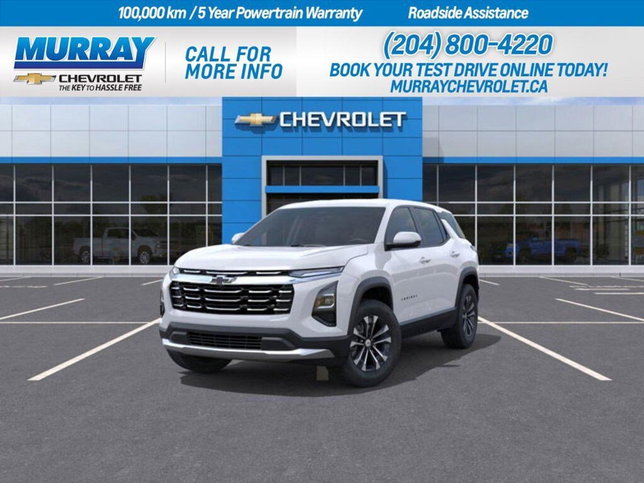 * ENGINE BLOCK HEATER * * CONVENIENCE PACKAGE II * * Remote Engine Start *  The 2026 Chevrolet Equinox AWD LT is the epitome of modern versatility in Winnipeg. With its *ENGINE BLOCK HEATER*, this SUV is well-equipped to handle those chilly mornings with ease. The *CONVENIENCE PACKAGE II* enhances your driving experience, featuring an 8-way power driver seat adjuster, dual-zone automatic climate control, and a hands-free power programmable liftgate, ensuring comfort and convenience at every turn. Enjoy seamless connectivity and ease of access with the *Remote Engine Start* feature, giving you the flexibility to start your vehicle even before stepping out the door.  Under the hood, the Equinox boasts a powerful Turbocharged Gas I4 1.5L engine, paired with a sophisticated 8-Speed Automatic transmission, delivering a smooth and efficient drive. As a sport utility vehicle, it combines performance with practicality, making it perfect for city drives or weekend getaways.  The interior is designed for both comfort and style, featuring Evotex seating available in Black or Artemis Grey, and a suite of tech options including Bluetooth Connectivity, Smart Device Integration, and a WiFi Hotspot. Safety is paramount with features like Lane Departure Warning, Adaptive Cruise Control, and a Back-Up Camera, ensuring peace of mind on every journey.  Dealer Permit #1740