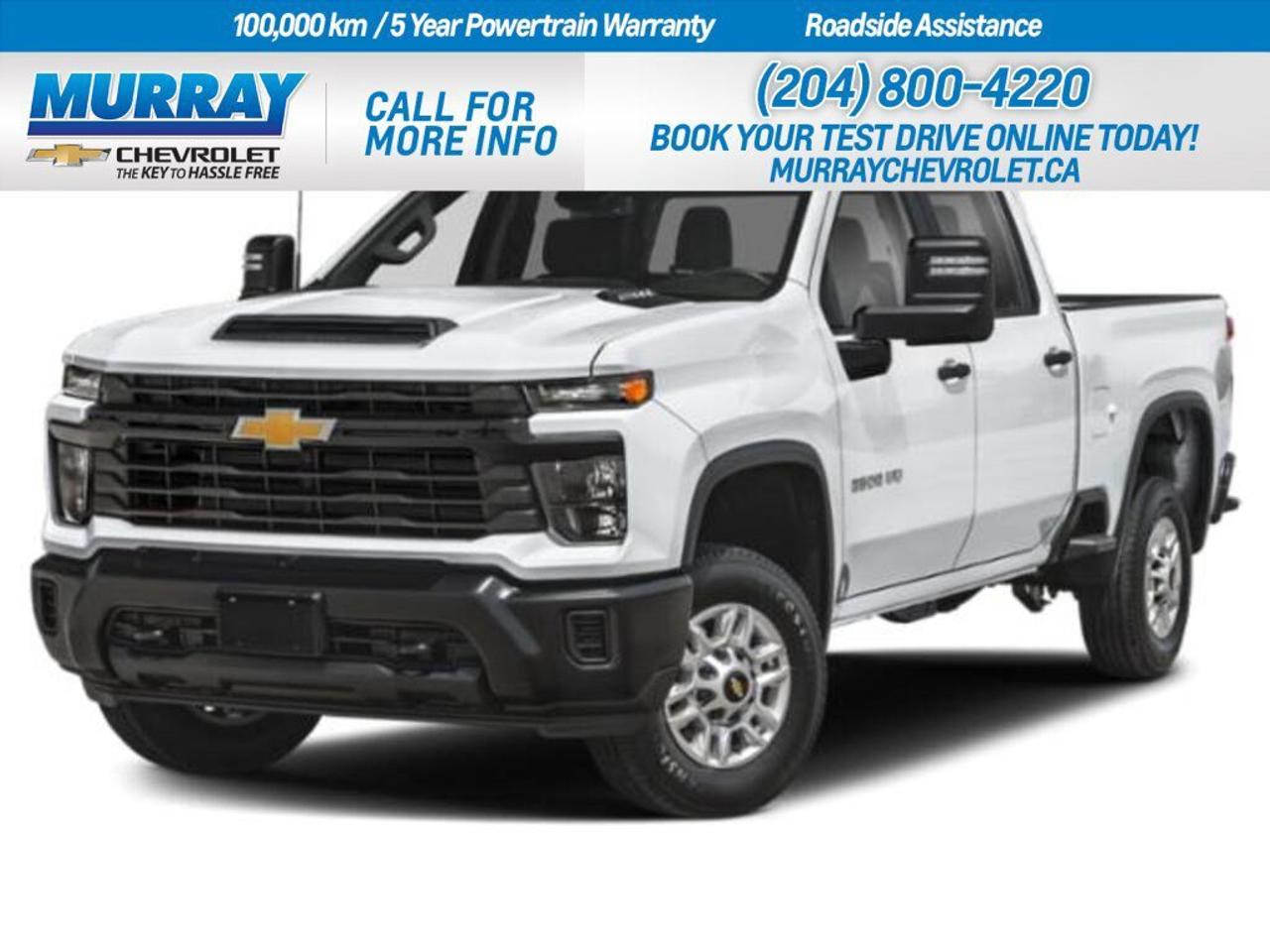 * ENGINE DURAMAX 6.6L TURBO-DIESEL V8 * * Z71 OFF-ROAD PACKAGE * * HEAT PACKAGE *  Experience the power and performance of the 2026 Chevrolet Silverado 2500HD LT in Winnipeg. Boasting a robust *Duramax 6.6L Turbo-Diesel V8*, this truck delivers an impressive 470 horsepower and a staggering 975 lb-ft of torque, making it the ideal choice for those who demand more from their vehicle. It comes equipped with a smooth 10-speed automatic transmission that ensures seamless shifts and enhanced fuel efficiency.  Designed for the adventurous spirit, the Silverado features the *Z71 Off-Road Package*, which includes off-road suspension with twin tube Rancho shocks, Hill Descent Control, and protective skid plates. Whether youre tackling rugged terrain or cruising the open highway, this package ensures you do so with confidence and control.  For those chilly Winnipeg mornings, the *Heat Package* offers heated driver and passenger seats along with a heated steering wheel, ensuring maximum comfort and warmth. The interior is tastefully appointed with jet black leather, providing a touch of luxury to this versatile workhorse.  The Silverado 2500HD LT also comes with a suite of safety and convenience features, including Adaptive Cruise Control, a comprehensive Safety Package with Front and Rear Park Assist, Trailer Side Blind Zone Alert, and HD Surround Vision to enhance your driving experience.  With integrated technology like a Navigation System, WiFi Hotspot, and Bluetooth Connection, staying connected on the go is effortless. The Silverados spacious Crew Cab and innovative storage solutions make it perfect for both work and family adventures, ensuring you have everything you need for the road ahead.  Dealer Permit #1740