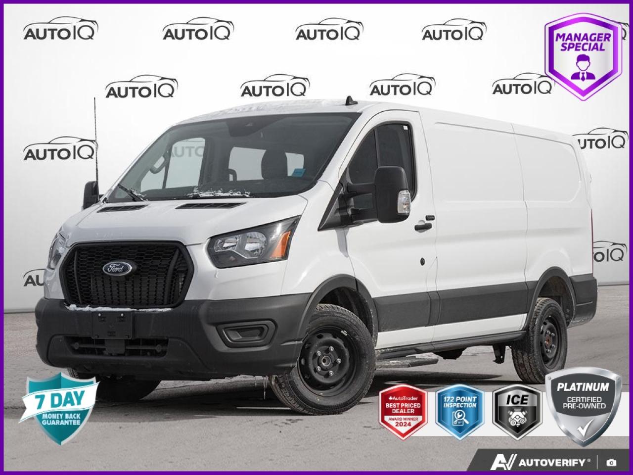 Generated Description
Explore the features of this new <b>2024 Ford Transit-350 Cargo</b> is finished in Oxford White with a Dark Palazzo Grey, Vinyl Front Bucket Seats interior, creating a clean, modern, and sophisticated palette.<br><br>Powered by a responsive <b>3.5L 6cyl</b> engine paired with a smooth <b>10 Speed Automatic</b> and a confident <b>Rear Wheel Drive</b> system.<br><br>The <b>Rear-Wheel Drive</b> configuration delivers a balanced and engaging driving experience.<br>Powered by a smooth and responsive <b>3.5L 6cyl</b>, delivering ample power for merging and passing.<br><br>Its modern <b>10-Speed Automatic</b> transmission is engineered to handle significant power, ensuring you are always in the right gear for responsive acceleration and smooth cruising.<br><br>Designed for practicality, this Van/Minivan maximizes interior space for passengers or cargo, often featuring convenient sliding doors.<br><br><b>Key Highlights:</b><br><b>Equipment & Condition</b><br> <b>Equipped with the Order Code 101A Package:</b> This vehicle includes a desirable bundle of factory options.<br><br><b>Equipped with:</b> Rred Equipment Pkg.101a<br><b>Factory Options:</b> .VINYL F/R FLOOR COVERING ,  FIXED REAR AND PASS DOOR GLASS ,  TIE DOWN CARGO HOOKS ,  9500# GVWR PKG ,  2WAY DRV/PASS PALAZZO VINYL ,  PASSIVE ENTRY/START ,  REVERSE SENSING SYSTEM ,  10-SPEED ,  KEYLESS ENTRY PAD ,  LONG-ARM PWR HEAT MIRRORS ,  RADIO - SYNC3
 4 SCN ,  ADAPTIVE CRUISE CONTROL ,  SRW - STEEL W/ SILVER COVER ,  EXTND LENGTH RUNNING BOARDS ,  2 ADDITIONAL KEYS ,  PRIVACY GLASS ,  LOAD AREA PROTECTION PKG ,  E-85 FLEX FUEL CAPABLE ,  3.5L PFDI V6 ,  DARK PALAZZO GREY ,  .235/65R16C BSW ALL-SEASON ,  VINYL ,  3.73 AXLE ,  EQUIP PKG101A ,  DARK PALAZZO GREY VINYL FRONT BKT STS<br><br><b>Key Features & Equipment:</b><br><b>Safety & Driver Assistance:</b> TRACTION CONTROL, ABS BRAKES, BRAKE ASSIST, DUAL FRONT IMPACT AIRBAGS, DUAL FRONT SIDE IMPACT AIRBAGS, IGNITION DISABLE<br><b>Comfort & Convenience:</b> POWER WINDOWS, POWER STEERING, 1-TOUCH DOWN, DRIVER DOOR BIN, DRIVER SEAT MOUNTED ARMREST, FRONT BEVERAGE HOLDERS<br><b>Technology & Entertainment:</b> TACHOMETER, AM/FM RADIO, RADIO - SYNC3
 4 SCN<br><b>Performance & Capability:</b> FRONT ANTI-ROLL BAR, FRONT WHEEL INDEPENDENT SUSPENSION, 3.5L PFDI V6<br><b>Exterior & Styling:</b> ALLOYS, DELAY-OFF HEADLIGHTS, FULLY AUTOMATIC HEADLIGHTS, AUTO HIGH-BEAM HEADLIGHTS, EXTND LENGTH RUNNING BOARDS<br><br><b>Start your week off right!</b> Schedule a test drive of this impressive Ford Transit-350 Cargo today.<p> </p>

<h4>MANAGER SPECIAL PLATINUM CERTIFIED PRE-OWNED VEHICLE</h4>

<p>36-point Provincial Safety Inspection<br />
172-point inspection combined mechanical, aesthetic, functional inspection including a vehicle report card<br />
Warranty: 90-days or 5,000 KM on inspected mechanical items, factory extended options eligible for warranty up to 200,000 KM<br />
Complimentary CARFAX Vehicle History Report<br />
3X Provincial safety standard for tire tread depth<br />
3X Provincial safety standard for brake pad thickness<br />
7 Day Money Back Guarantee*<br />
Market Value Report provided<br />
Guaranteed 2 keys/key fobs and door code (if equipped)<br />
Equipped vehicles include a complimentary 3 month Sirius satellite radio subscription!<br />
Complimentary full interior detailing and carpet shampoo<br />
Paintless dent repair and/or touch-ups for applicable body panels<br />
Vehicle scanned for open recall notifications from manufacturer</p>

<p>SPECIAL NOTE: This vehicle is reserved for AutoIQs retail customers only. Please, no dealer calls. Errors & omissions excepted.</p>

<p>*As-traded, specialty or high-performance vehicles are excluded from the 7-Day Money Back Guarantee Program (including, but not limited to Ford Shelby, Ford mustang GT, Ford Raptor, Chevrolet Corvette, Camaro 2SS, Camaro ZL1, V-Series Cadillac, Dodge/Jeep SRT, Hyundai N Line, all electric models)</p>