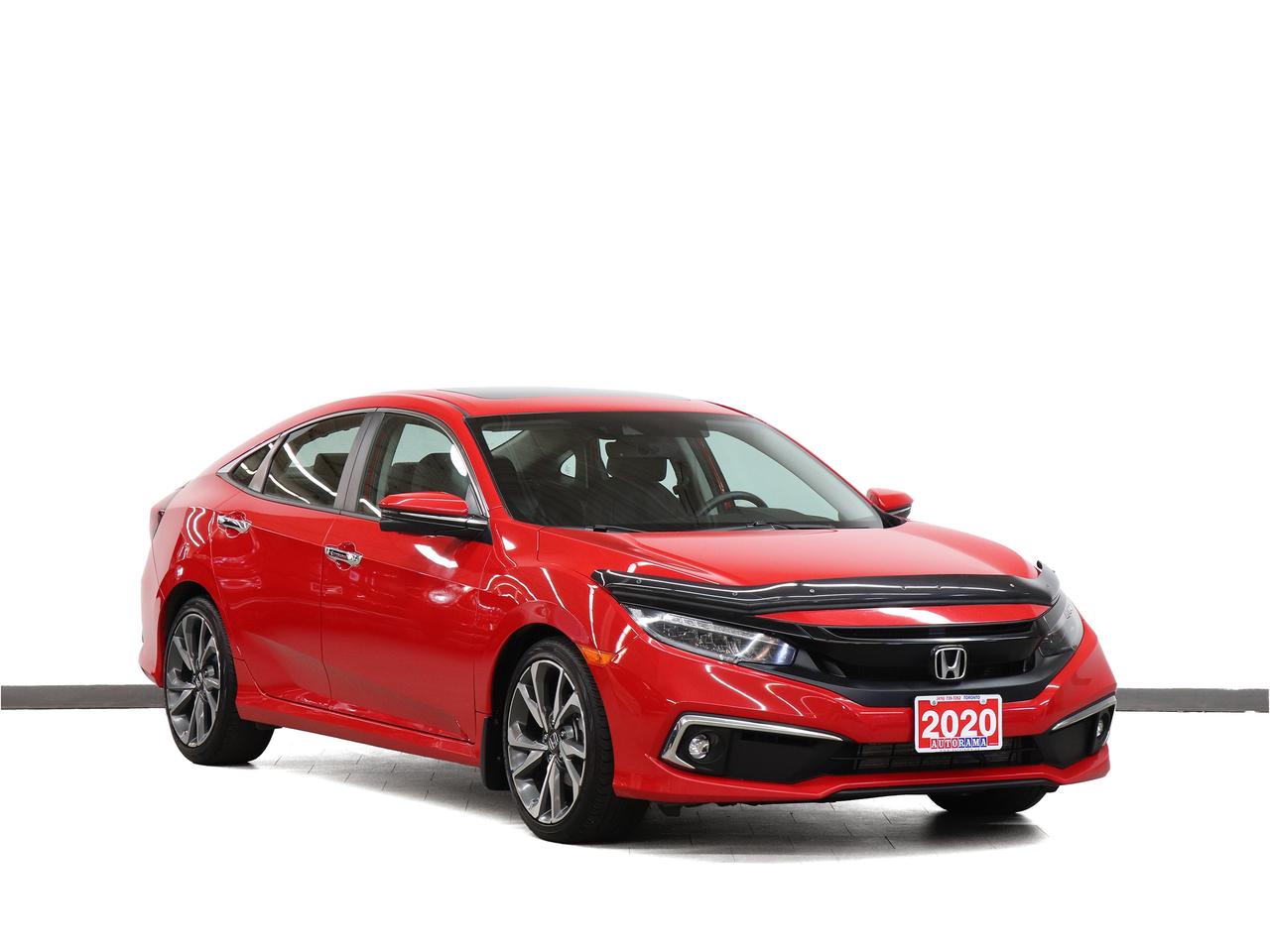 <div style=margin-bottom: 15px;><p data-path-to-node=1>Cash Price: $22,950 Finance Price: $20,950</p></div><div style=margin-bottom: 15px;><p data-path-to-node=2>Verified CarFax. 1.5L Turbocharged 4-cylinder engine | 452-watt premium audio system with 10 speakers | Honda Satellite-Linked Navigation System | Perforated leather-trimmed seating | 18-inch aluminum-alloy wheels | LED headlights with auto-on/off | Rain-sensing windshield wipers | Wireless charging | Power moonroof | Heated front and rear outboard seats | Honda LaneWatch blind spot display | Adaptive cruise control with low-speed follow | Lane keeping assist | Road departure mitigation | Collision mitigation braking | Apple CarPlay / Android Auto | Proximity key with push-button start | Remote engine start | Backup camera | Bluetooth. Smooth Eco Comfort. Extended warranty options available. Trades are welcome. Financing for all credit types. Same-day approval. 125-point inspection completed. Detailed from corner to corner. Over 250 high-quality used vehicles available at the lowest prices for you to choose from. All vehicles are indoors. Visit us rain or shine.</p></div><div style=margin-bottom: 15px;>Call us to book a test drive: <a href=tel:4167397262>416-739-7262</a><br>Get pre-approved for your car loan in a minute: <a href=https://www.autorama.ca/financing/>Apply for Used Car Financing</a><br>Visit our showroom: 1205 Finch Ave West, North York, ON M3J 2E8</div><div style=margin-top: 15px; margin-bottom: 15px;>&mdash;&mdash;&mdash;&mdash;&mdash;&mdash;&mdash;&mdash;&mdash;&mdash;&mdash;&mdash;&mdash;&mdash;&mdash;&mdash;&mdash;&mdash;&mdash;&mdash;&mdash;&mdash;&mdash;&mdash;&mdash;&mdash;&mdash;&mdash;</div><h3 style=margin-bottom: 5px; margin-top: 0;>Pricing&nbsp;</h3><div style=margin-bottom: 15px;>Best Priced Dealer Award Winner for consecutive years. No admin or hidden fees. Prices exclude HST and licensing. Although every effort is made to ensure accuracy, Autorama is not responsible for typographical errors, omissions, or changes. Please verify all details in person. <span style=text-decoration: underline;>All vehicles can be Certified for an additional $999</span>. If not Certified, as per OMVIC Regulations, the vehicle is deemed to be not drivable and not Certified. Special pricing is not available to commercial, dealer, or exporting purchasers.</div><div style=margin-top: 15px; margin-bottom: 15px;>&mdash;&mdash;&mdash;&mdash;&mdash;&mdash;&mdash;&mdash;&mdash;&mdash;&mdash;&mdash;&mdash;&mdash;&mdash;&mdash;&mdash;&mdash;&mdash;&mdash;&mdash;&mdash;&mdash;&mdash;&mdash;&mdash;&mdash;&mdash;</div><h3 style=margin-bottom: 5px; margin-top: 0;>Financing</h3><div style=margin-bottom: 15px;>We welcome all credit types (no credit, new to the country, bankruptcy, consumer proposal, collections, and others). We offer $0 down and no payment for up to 6 months on approved credits. Want to get started now? Apply for a <a href=https://www.autorama.ca/financing/?utm_source=vdpdesc&utm_medium=vdpdesc>car loan online</a>. Same-day auto finance approvals and same-day delivery are available for qualified customers.</div><div style=margin-top: 15px; margin-bottom: 15px;>&mdash;&mdash;&mdash;&mdash;&mdash;&mdash;&mdash;&mdash;&mdash;&mdash;&mdash;&mdash;&mdash;&mdash;&mdash;&mdash;&mdash;&mdash;&mdash;&mdash;&mdash;&mdash;&mdash;&mdash;&mdash;&mdash;&mdash;</div><h3 style=margin-bottom: 5px; margin-top: 0;>Vehicle Review</h3><div style=margin-bottom: 15px;><p data-path-to-node=12>The 2020 Honda Civic Sedan Touring is the pinnacle of the tenth-generation Civic, offering a sophisticated blend of turbocharged performance and premium luxury. Powered by the responsive 174-hp 1.5L turbo engine, it delivers a spirited drive while maintaining excellent fuel efficiency. As the flagship trim, the Touring comes fully loaded with features typically found in luxury brands, including a 452-watt premium sound system, integrated navigation, and a wireless charging pad. The interior is refined with perforated leather seating and heated seats for both front and rear passengers, ensuring total comfort in the Canadian climate. With the full Honda Sensing suite and LaneWatch technology, this Civic offers top-tier safety alongside its sleek, modern design. We have a wide selection of used<a href=https://www.autorama.ca/vehicles/?dsp_model=135> Honda Civic</a> to help you choose.</p></div><div style=margin-top: 15px; margin-bottom: 15px;>&mdash;&mdash;&mdash;&mdash;&mdash;&mdash;&mdash;&mdash;&mdash;&mdash;&mdash;&mdash;&mdash;&mdash;&mdash;&mdash;&mdash;&mdash;&mdash;&mdash;&mdash;&mdash;&mdash;&mdash;&mdash;&mdash;&mdash;&mdash;</div><h3 style=margin-bottom: 5px; margin-top: 0;>Warranty</h3><div style=margin-bottom: 15px;>This vehicle qualifies for an extended warranty with a variety of terms and coverage options. Ask us anytime, we&rsquo;ll help you choose the plan that&rsquo;s right for you.</div><div style=margin-top: 15px; margin-bottom: 15px;>&mdash;&mdash;&mdash;&mdash;&mdash;&mdash;&mdash;&mdash;&mdash;&mdash;&mdash;&mdash;&mdash;&mdash;&mdash;&mdash;&mdash;&mdash;&mdash;&mdash;&mdash;&mdash;&mdash;&mdash;&mdash;&mdash;&mdash;&mdash;</div><h3 style=margin-bottom: 5px; margin-top: 0;>Trade-In / Appraisal</h3><div style=margin-bottom: 15px;>Have a vehicle to trade? We pay top dollar for trades, any vehicle, any condition. Bring your trade for a free appraisal when you visit us or you can apply for</div><div style=margin-top: 15px; margin-bottom: 15px;>&mdash;&mdash;&mdash;&mdash;&mdash; &mdash;&mdash;&mdash;&mdash;&mdash;&mdash;&mdash;&mdash;&mdash;&mdash;&mdash;&mdash;&mdash;&mdash;&mdash;&mdash;&mdash;&mdash;&mdash;&mdash;&mdash;&mdash;&mdash;</div><h3 style=margin-bottom: 5px; margin-top: 0;>Visit / Showroom Info</h3><div style=margin-bottom: 15px;>Visit our indoor showroom (rain or shine) at:<br>Autorama 1205 Finch Ave West, North York, ON M3J 2E8<br>Call us at <a href=tel:4167397262>416-739-7262</a> to book a test drive or ask questions.</div><div style=margin-top: 15px; margin-bottom: 15px;>&mdash;&mdash;&mdash;&mdash;&mdash;&mdash;&mdash;&mdash;&mdash;&mdash;&mdash;&mdash;&mdash;&mdash;&mdash;&mdash;&mdash;&mdash;&mdash;&mdash;&mdash;&mdash;&mdash;&mdash;&mdash;&mdash;&mdash;&mdash;</div><h3 style=margin-bottom: 5px; margin-top: 0;>Who we are</h3><div style=margin-bottom: 15px;>Autorama is Toronto&rsquo;s trusted, award-winning <a href=https://www.autorama.ca/?utm_source=vdpdesc&utm_medium=vdpdesc>used car dealership</a>, offering over 250 hand-picked vehicles at the lowest prices. We&rsquo;re committed to exceptional service and have proudly served Toronto, Mississauga, Brampton, and the GTA for over 25 years &mdash; and with our full indoor showroom, you can visit us rain or shine.</div><div style=margin-top: 15px; margin-bottom: 15px;>&mdash;&mdash;&mdash;&mdash;&mdash;&mdash;&mdash;&mdash;&mdash;&mdash;&mdash;&mdash;&mdash;&mdash;&mdash;&mdash;&mdash;&mdash;&mdash;&mdash;&mdash;&mdash;&mdash;&mdash;&mdash;&mdash;&mdash;&mdash;</div><h3 style=margin-bottom: 5px; margin-top: 0;>Disclaimers</h3><ul style=margin-top: 0; padding-left: 20px;><li><span data-olk-copy-source=MessageBody>Prices exclude HST and licensing.</span></li></ul><ul style=margin-top: 0; padding-left: 20px;><li data-ogsc= data-olk-copy-source=MessageBody>Prices, rates, and payments are subject to change without notice.</li></ul><ul style=margin-top: 0; padding-left: 20px;><li data-ogsc= data-olk-copy-source=MessageBody>Advertised price includes a $2,000 finance credit. Cash price may differ.</li></ul><ul style=margin-top: 0; padding-left: 20px;><li data-ogsc= data-olk-copy-source=MessageBody>All vehicles come standard with one key. Additional keys may be purchased at the time of sale.</li></ul><ul style=margin-top: 0; padding-left: 20px;><li><span data-olk-copy-source=MessageBody>Although every effort is made to ensure accuracy, Autorama is not responsible for typographical errors, omissions, or changes. Please verify all details with your Sales & Finance Specialist.</span></li></ul>