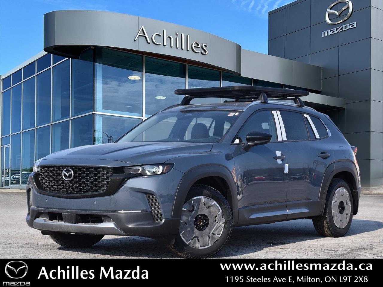 <p><span style=font-size:12pt><span style=font-family:Times New Roman,serif><span style=font-family:Verdana,sans-serif>This is a brand new <span class=marker>2025Mazda CX-50 GT-AWD TURBO, APEX PACKAGE</span> finished in Polymetal Grey Mica with Terracotta Leather Interior / Bose / Moonroof!</span></span></span></p>

<p><span style=font-size:12pt><span style=font-family:Times New Roman,serif><span style=font-family:Verdana,sans-serif>Available for immediate delivery! Price listed is plus HST. All current Mazda Canada incentives are available for this vehicle!</span></span></span></p>

<p><span style=font-size:12pt><span style=font-family:Times New Roman,serif><span style=font-family:Verdana,sans-serif>For details or to book your appointment, please contact one of our Clubhouse Care Specialists.</span></span></span></p>

<p></p>

<p><strong><span style=font-size:12pt><span style=font-family:Times New Roman,serif><span style=font-family:Verdana,sans-serif>We Want to Be Your Mazda Dealer</span></span></span></strong></p>

<p></p>

<p><span style=font-size:12pt><span style=font-family:Times New Roman,serif><span style=font-family:Verdana,sans-serif>#idealclubhousecareexperience</span></span></span></p>
<p>&nbsp;</p>

<p><strong>Appointments For New or Pre-Owned Vehicles are always preferred...Speak with one of our Clubhouse Care Specialists prior to your visit so we can prepare and make your experience with us as efficient as possible.</strong></p>

<p><strong>Come and Experience the Achilles Mazda of Milton Difference. You owe it to yourself.</strong></p>