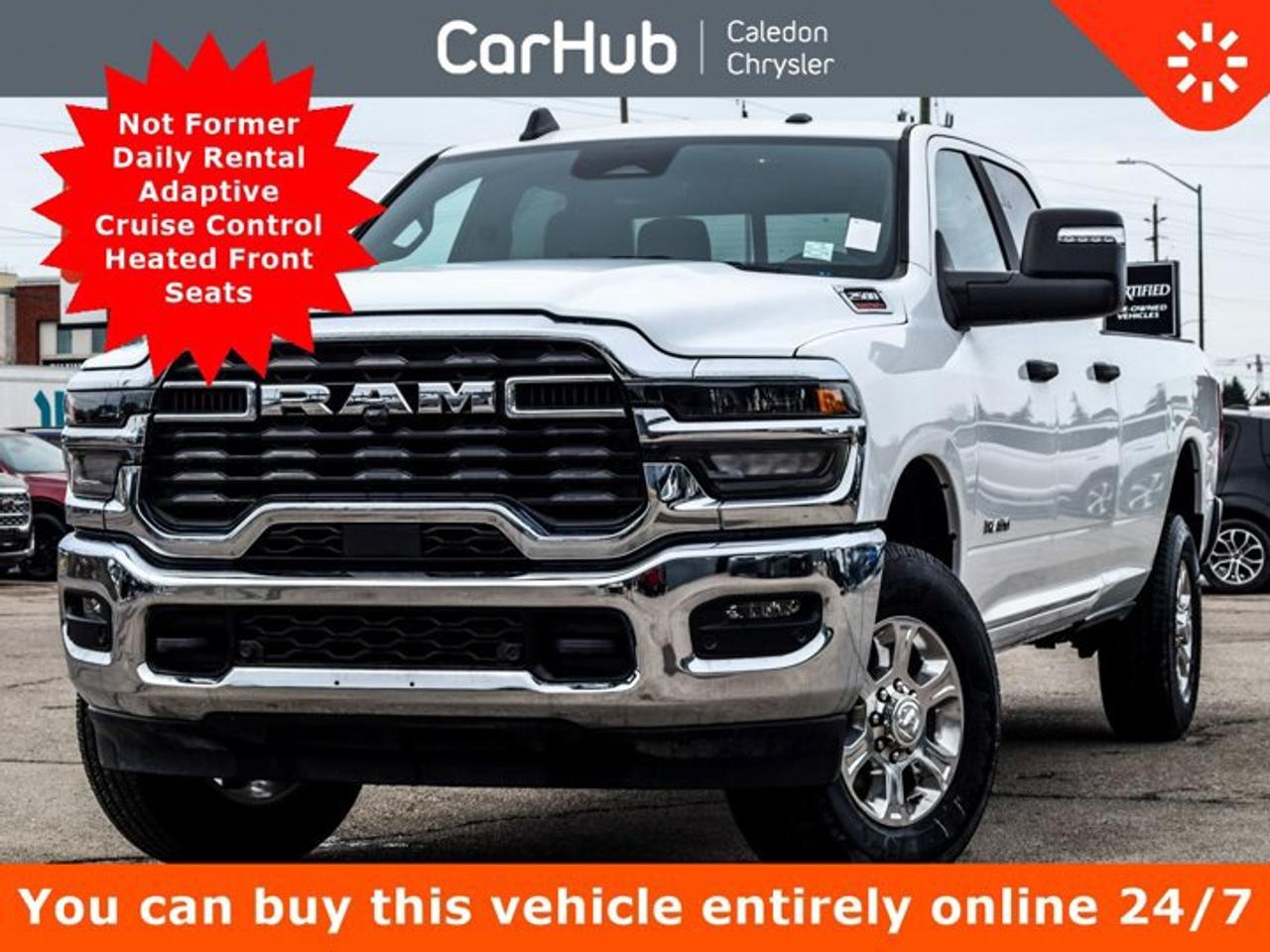 This Ram 2500 Big Horn 4x4 Crew Cab 8 Box has a dependable Regular Unleaded V-8 6.4 L/392 engine powering this Automatic transmission. Only 200 Miles! WHEELS: 18 X 8 POLISHED ALUMINUM (STD), TRANSMISSION: 8-SPEED AUTOMATIC (STD), TRANSFER CASE SKID PLATE SHIELD.Our advertised prices are for consumers (i.e. end users) only.

Clean CARFAX!

Not Former Daily rental

This vehicle is in excellent condition and has passed a multi point inspection. Vehicle detailed.

 

 

This Ram 2500 Big Horn 4x4 Crew Cab 8 Box Comes Equipped with These Options

Remote Start System

Blind-Spot/Cross-Path

Apple CarPlay Capable

Adaptive Cruise Control

Power Adjustable Pedals

Hands-Free Phone Communication

Front Heated Seats, Heated Steering Wheel,

4G LTE Wi-Fi Hot Spot Mobile Hotspot Internet Access

Blind-Spot/Cross-Path, LED Taillamps, Red Tail Lamp Bezels, Auto-Dimming Rearview Mirror, Power Adjustable Pedals, Rear Power Sliding Window, Rear Dome Lamp w/On/Off Switch, Glove Box Lamp, Auto Power Folding Mirrors, Footwell Courtesy Lamp, Anti-Spin Differential Rear Axle, Front Heated Seats, Heated Steering Wheel, Door Trim Panel Foam Bottle Insert, 115-Volt Auxiliary Power Outlet - Exterior, Dampened Tailgate, Big Horn Instrument Panel Badge, Forward & Reverse Utility Lights, Locking Lower Glove Box, Remote Start System, 400-Watt Inverter, 9 Alpine Speakers w/Subwoofer, Power Heated Folding Telescopic Mirrors, Dual Wireless Charging Pad, Steering Wheel Mounted Audio Controls, Dual Glove Boxes, 115-Volt Auxiliary Power Outlet - Front, 7 Customizable In-Cluster Display, Universal Garage Door Opener, Luxury Steering Wheel, Power Telescoping Mirrors, 2nd-Row In-Floor Storage Bins, Sun Visors w/Illuminated Vanity Mirrors, Bucket Seats, Rear 60/40 Split Folding Bench Seat, Fold-Flat Load Floor w/Storage, Power 8-Way Adjustable Driver Seat, Front Seat back Map Pockets, Power 2-Way Driver Lumbar Adjust, Full Length Upgraded Floor Console,

 

The window sticker for this used vehicle is the original sticker, so detailed options, pricing and specs may differ. Please inquire for more information.
Please note the window sticker features options the car had when new -- some modifications may have been made since then. Please confirm all options and features with your CarHub Product Advisor.

 

 

Drive Happy with CarHub
*** All-inclusive, upfront prices -- no haggling, negotiations, pressure, or games

*** Purchase or lease a vehicle and receive a $1000 CarHub Rewards card for service

*** Purchase this vehicle fully online on CarHub websites

 

Transparency Statement
Online prices and payments are for finance purchases -- please note there is a $850 finance/lease fee. Cash purchases for used vehicles have a $2,350 surcharge (the finance price + $2,350), however cash purchases for new vehicles only have tax and licensing extra -- no surcharge. NEW vehicles priced at over $100,000 including add-ons or accessories are subject to the additional federal luxury tax. While every effort is taken to avoid errors, technical or human error can occur, so please confirm vehicle features, options, materials, and other specs with your CarHub representative. This can easily be done by calling us or by visiting us at the dealership. CarHub used vehicles come standard with 1 key. If we receive more than one key from the previous owner, we include them with the vehicle. Additional keys may be purchased at the time of sale. Ask your Product Advisor for more details. Payments are only estimates derived from a standard term/rate on approved credit. Terms, rates and payments may vary. Prices, rates and payments are subject to change without notice. Please see our website for more details.