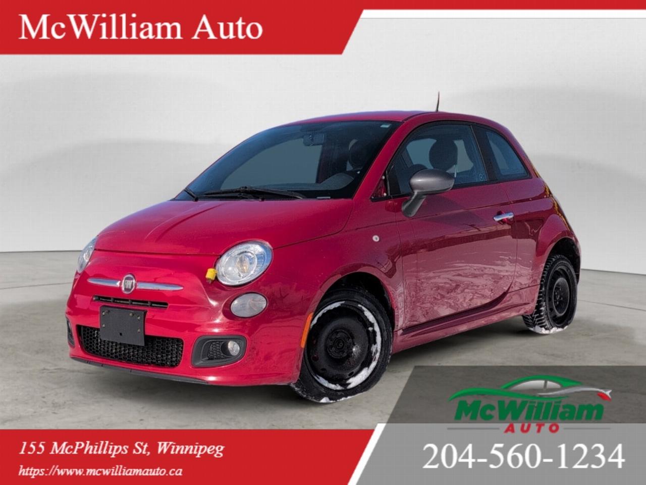 This Red 2012 Fiat 500 delivers iconic Italian styling, nimble handling, and outstanding fuel efficiency in a compact, city-friendly package. With its retro-inspired design and surprisingly roomy interior, the Fiat 500 remains one of the most distinctive and fun-to-drive small cars in its class.Powered by a spirited 1.4L MultiAir 4-cylinder engine producing 101 horsepower, the 500 offers responsive acceleration and excellent fuel economy. Its lightweight construction and tight turning radius make it exceptionally easy to maneuver and park, whether navigating busy city streets or fitting into compact parking spaces. The sport-tuned suspension provides confident handling while maintaining everyday comfort.The bold red exterior highlights the 500s timeless European design, complemented by chrome accents, signature rounded headlamps. Its compact footprint makes it practical for urban driving while still offering impressive personality and curb appeal.Inside, the cabin features a thoughtfully designed interior with body-color dash accents, comfortable seating, and a surprisingly spacious feel for a subcompact vehicle. Standard features typically include air conditioning, power windows and locks, keyless entry, a tilt steering column, cruise control, and a premium audio system with AM/FM/CD/MP3 capability and auxiliary input for mobile devices.Safety features include multiple airbags, electronic stability control, traction control, anti-lock brakes, and brake assist, providing added confidence on the road.<br><br> The 2012 Fiat 500 is ideal for drivers seeking an affordable, fuel-efficient vehicle with character and European flair. Stylish, economical, and easy to drive, this red Fiat 500 is perfect for commuting, first-time drivers, or anyone looking for a fun and practical daily driver.