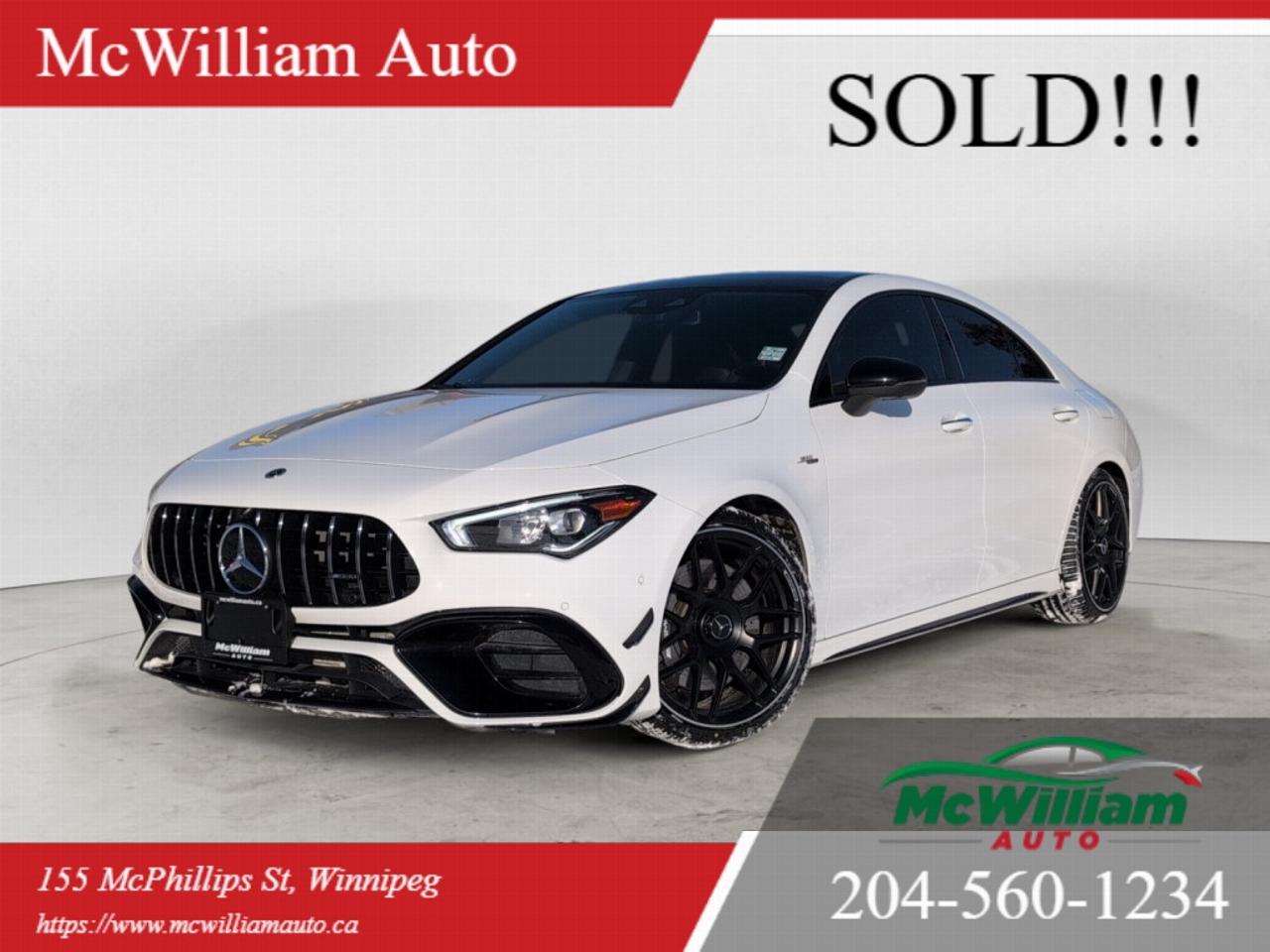 2021 Mercedes-Benz CLA 45 AMG  WhiteThis 2021 Mercedes-Benz CLA 45 AMG is a high-performance compact luxury sedan engineered by Mercedes-AMG to deliver supercar-level acceleration, precise handling, and aggressive style. It combines one of the most potent four-cylinder engines ever built with advanced all-wheel grip, adaptive suspension technology, and premium luxury features.Under the hood is the hand-built AMG 2.0-liter turbocharged engine  a flagship powerplant in the AMG lineup  paired to an AMG SPEEDSHIFT dual-clutch 8-speed transmission. Motivated by AMG Performance 4MATIC all-wheel drive, this configuration propels the car from 0 to 100 km/h in approximately 4.0 seconds, delivering a thrilling blend of power and responsiveness in everyday driving and spirited performance.The CLA 45 AMGs AMG RIDE CONTROL adaptive suspension with three-stage damping provides a versatile chassis that can be tuned from compliant cruising to aggressive dynamic handling. This adaptive system continuously adjusts to changing road conditions to balance comfort and agility.Stopping performance is enhanced with AMG six-piston front brake calipers clamping high-performance rotors, ensuring strong and confident braking under hard use.This specific car is equipped with several desirable AMG performance and styling packages:<ul><li>AMG Aero Pack 1, which includes aerodynamic enhancements such as a more aggressive front splitter, additional aero elements on the bumper, and a larger rear spoiler to improve high-speed stability and visual presence.</li><li>AMG Night Package, adding high-gloss black exterior trim components including side sills, mirror housings, beltline trim, and dark exhaust tips for a more distinctive, aggressive look.</li><li>19-inch AMG forged wheels, offering lightweight strength and performance ready for high-speed driving and cornering grip.</li></ul>Luxury and convenience are well represented with the Burmester 13-speaker premium sound system, providing rich, immersive audio quality. The vehicle also includes a 360-degree surround-view camera system, enhancing parking confidence and visibility in tight spaces with multiple vantage points.Inside, this CLA 45 AMG features the generation-1 Mercedes-Benz User Experience (MBUX) infotainment system, offering intuitive controls and responsive voice interaction, along with available connectivity features such as Apple CarPlay and Android Auto.<br><br> The combination of aggressive AMG performance hardware, adaptive chassis control, premium interior amenities, and distinctive exterior finishes makes this 2021 CLA 45 AMG a compelling choice for enthusiasts seeking a performance-oriented luxury vehicle that excels both on the street and on the open road.