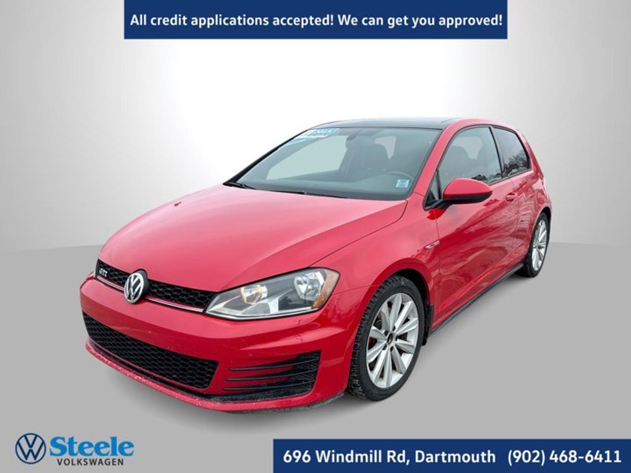 Recent Arrival!CARFAX Canada No Reported Accidents2015 Volkswagen Golf GTI Base 2D Hatchback Tornado Red FWD 6-Speed DSG Automatic with Tiptronic 2.0L I4 Turbocharged DOHC 16V ULEV II 210hpAt Steele Volkswagen, we have financing options available for all credit situations!.This 2015 Volkswagen Golf GTI will not last long!! Call Now to reserve your Test Drive appointment!! 1-902-468-6411 or chat with us online at www.steelevw.ca.