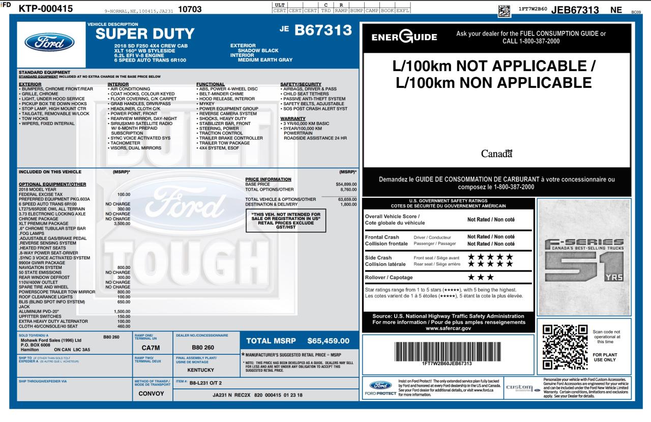 2018 Ford F-250 XLT 603A|PREM PKG|CONSOLE|HEATED STS|TONNEAU|SVC RECOR Photo