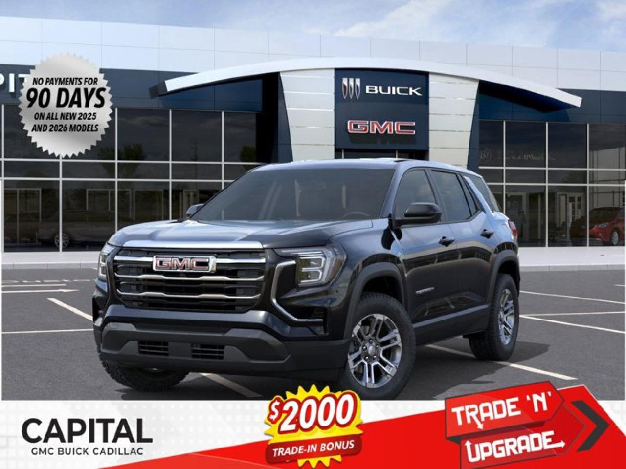 This 2026 GMC Terrain in Ebony Twilight Metallic is equipped with AWD and Turbocharged Gas I4 1.5L/-TBD- engine.From its striking C-shaped LED signature lighting to its stunning floating roof, this GMC Terrain has been refined on every level. With three distinctive options, every trim boasts its own distinctive grille that makes a lasting first impression and sets a bold tone for the rest of the vehicles exterior. Striking LED signature lighting on the taillamps complete Terrains bold design from front to back. Terrains interior seamlessly incorporates exterior design cues to create a cohesive look. Youll find a combination of bold styling, first-class comfort and plenty of space proving its as much about refinement as it is utility. Terrains interior features a standard leather wrapped steering wheel, real aluminum trim and soft-touch materials to enhance your driving experience and maximize comfort for both you and your passengers. A front-to-back flat load floor includes new fold-flat front-passenger and second-row seats so you can quickly go from accommodating people to utilizing every inch of cargo space. The GMC Terrain small SUV is engineered to meet the challenges drivers face every day  from various road surfaces to unexpected conditions. Advanced technology such as the Traction Select system allows you to switch between drive modes to make real-time adjustments based on those ever-changing driving situations. Terrain offers an available suite of intuitive driver-assist and safety technologies  so you can move with confidence in any direction.Check out this vehicles pictures, features, options and specs, and let us know if you have any questions. Helping find the perfect vehicle FOR YOU is our only priority.P.S...Sometimes texting is easier. Text (or call) 306-801-9090 for fast answers at your fingertips!Dealer License #914248Disclaimer: All prices are plus taxes & fees. See dealer for Details. Dealer Permit # 914248 See dealer for Details.