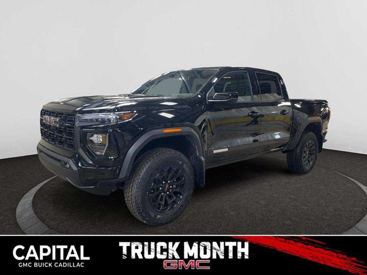 This 2026 GMC Canyon in Onyx Black is equipped with 4WD and Turbocharged Gas I4 2.7L/ engine.The GMC Canyon might be midsize, but its fully premium. Designed for easy access, an available easy lift and lower tailgate allows for smooth operation, while an integrated corner-step rear bumper provides efficient access to the truck bed and your cargo. Its the little things that set the Canyon apart, like its LED-signature front lighting, chrome grille surrounds and chrome mirror caps and door handles. The Canyon is takes premium comfort to a new level with features such as available soft-touch instrument panel and available heated driver and front passenger seats. The interior is also engineered to give you and your passengers an exceptional level of quiet, from noise-reducing innovations to triple door seals. This truck offers an engine lineup that delivers power and efficiency. This baby has 308 horsepower and can tow up to 3493 KG (7700 LB.). Intelligent control features, including traction control, trailer sway and hill descent control, available automatic rear locking differential, brake rotors and integrated trailer brake controller and diesel exhaust brake, to help you stay confidently in command no matter what you may be hauling or trailering. The Canyon provides intelligently placed controls and driver-centric features to keep you in touch, in charge and connected on the road, from available built-in Wi-Fi, an infotainment system with navigation and a rear-vision camera, to power outlets, rear seat reminders and access to the myGMC app. Youll also find state-of-the-art safety to help enhance your awareness of the road and surrounding vehicles, such as available forward collision alert, and more.Check out this vehicles pictures, features, options and specs, and let us know if you have any questions. Helping find the perfect vehicle FOR YOU is our only priority.P.S...Sometimes texting is easier. Text (or call) 306-801-9090 for fast answers at your fingertips!Dealer License #914248Disclaimer: All prices are plus taxes & fees. See dealer for Details. Dealer Permit # 914248 See dealer for Details.