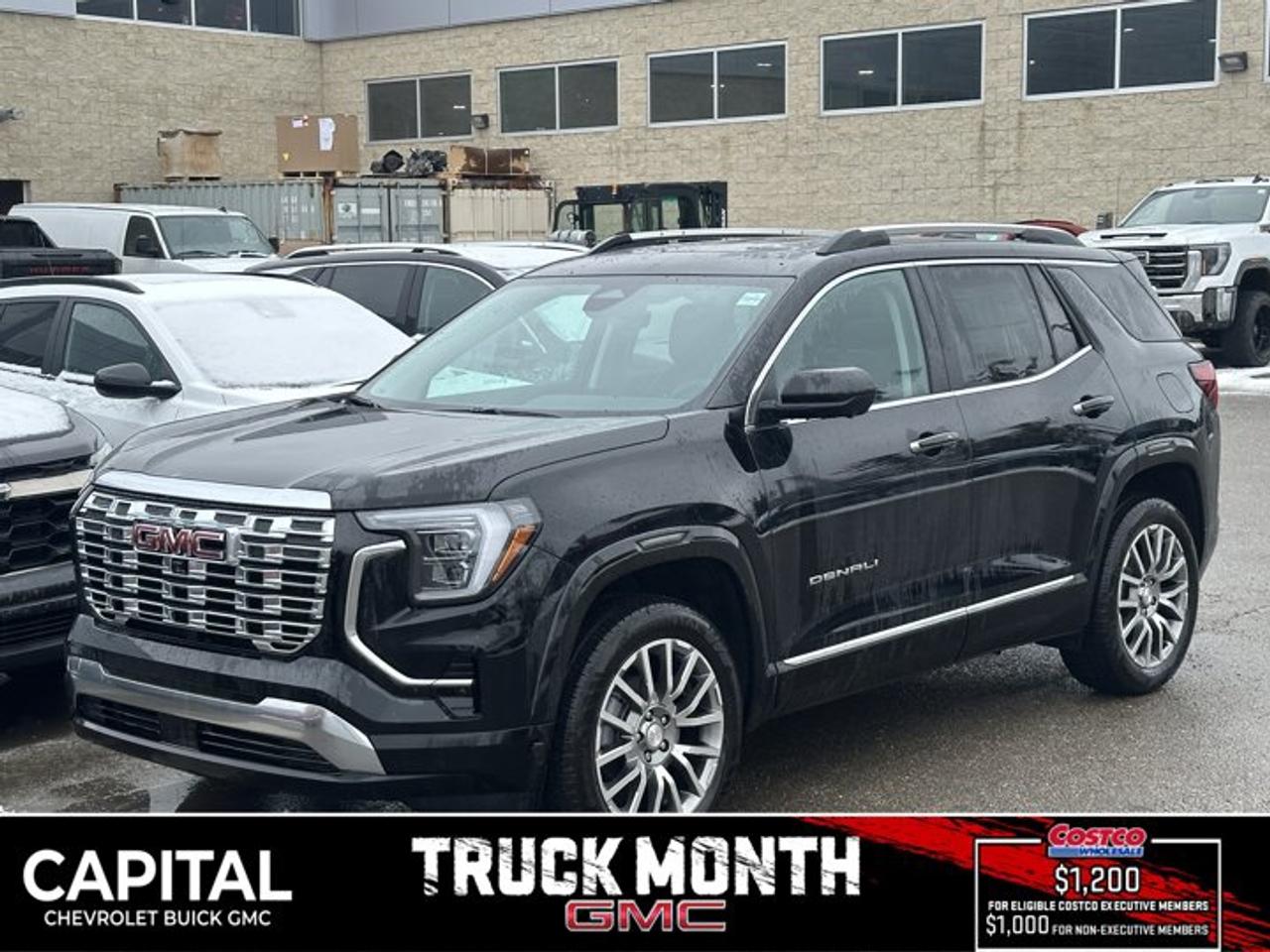 This GMC Terrain boasts a Turbocharged Gas I4 1.5L/-TBD- engine powering this Automatic transmission. TRANSMISSION, 8-SPEED AUTOMATIC, ELECTRONICALLY-CONTROLLED WITH OVERDRIVE includes Driver Shift Control (STD), LPO, SECOND ROW ALL-WEATHER MAT, LPO, FLOOR LINER PACKAGE Includes (RIA) All-weather floor liners, front, LPO, (RIS) second row All-weather mat, LPO and (VLI) All-weather cargo mat, LPO.*This GMC Terrain Comes Equipped with These Options *LPO, ALL-WEATHER CARGO MAT, ENGINE, 1.5L TURBO DOHC 4-CYLINDER, SIDI, VVT (175 hp [131.3 kW] @ 5800 rpm, 203 lb-ft of torque [275.0 Nm] @ 2000 - 4000 rpm). (STD), ENGINE BLOCK HEATER, EBONY TWILIGHT METALLIC, DENALI PREFERRED EQUIPMENT GROUP includes standard equipment, 3 YEARS SIRIUSXM SiriusXM Extended Service subscription will stop at the end of the applicable subscription period unless you decide to continue service. Plan is non-transferable and non-refundable. Service subject to the SiriusXM Customer Agreement and Privacy Policy, visit siriusxm.ca/terms to see complete terms and how to cancel which includes online methods or calling 1-888-539-7474. Some services, content and features are subject to device capabilities, an active data connection enabled in the vehicle and location availability. All fees, content and features are subject to change. Content varies by subscription plan. SiriusXM and related logos are trademarks of Sirius XM Radio Inc. and its respective subsidiaries.), Wireless Apple CarPlay/Wireless Android Auto, Wipers, Rainsense, Windows, express up/down driver and express down all passengers, Window, rear side, solar absorbing, privacy tinting.* Stop By Today *Come in for a quick visit at Capital Chevrolet Buick GMC Inc., 13103 Lake Fraser Drive SE, Calgary, AB T2J 3H5 to claim your GMC Terrain!