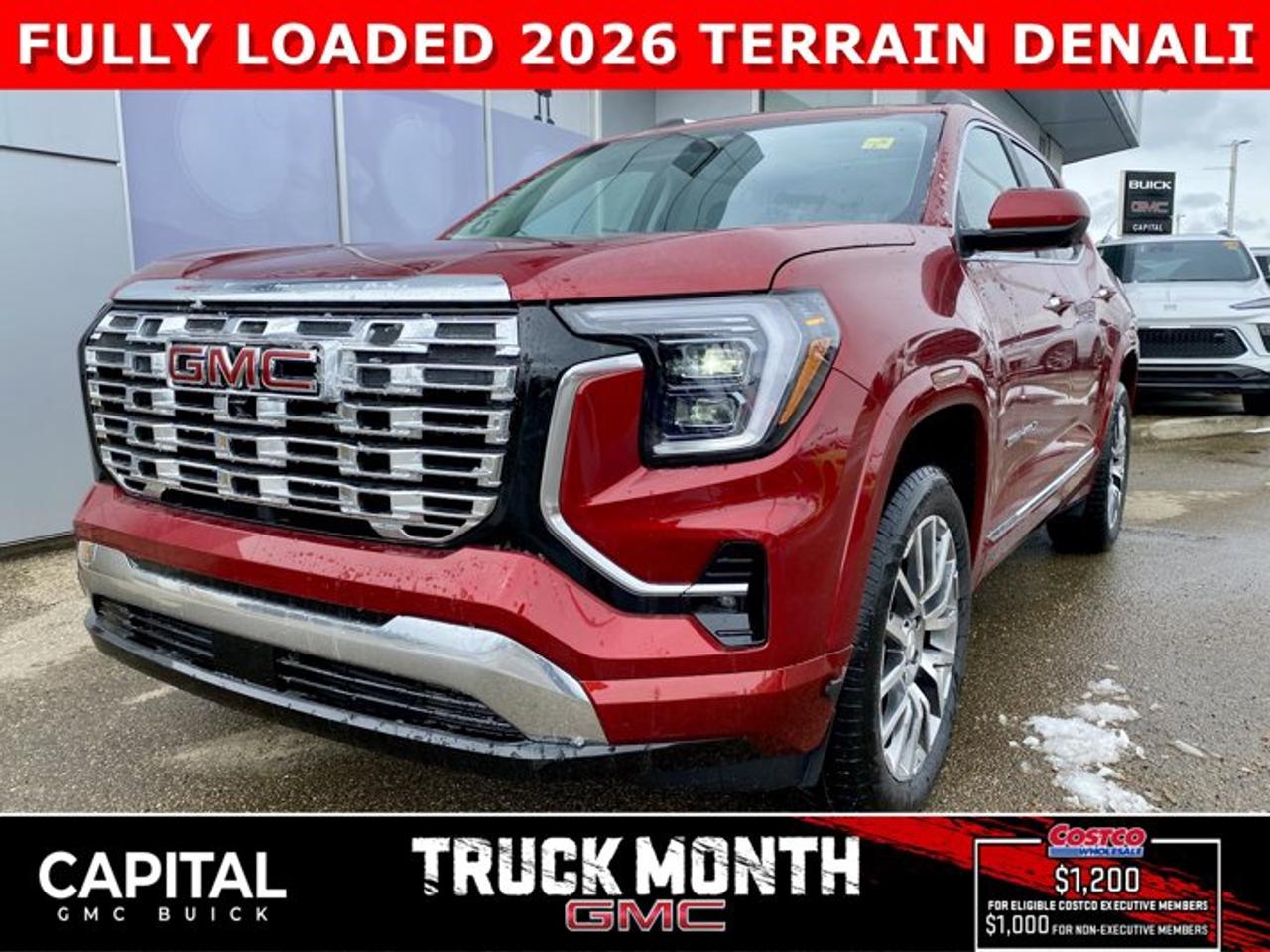 ALL-NEW 2026 GMC Terrain DENALI! It is fully loaded with Heated and Cooled Leather Seats, 360 CAM, Handsfree Liftgate, Panoramic Sunroof, Heated Rear Seats, Remote Start, Rear Camera Mirror, 15 diagonal GMC Premium Touchscreen, Wireless Charging, Adaptive Cruise Control, Power Sunroof, Heated Steering, Trailering Package, and so much more... Call now!!Ask for the Internet Department for more information or book your test drive today! Text 825-445-0521 for fast answers at your fingertips!AMVIC Licensed Dealer - Licence Number B1044900Disclaimer: All prices are plus taxes and include all cash credits and loyalties. See dealer for details. AMVIC Licensed Dealer # B1044900