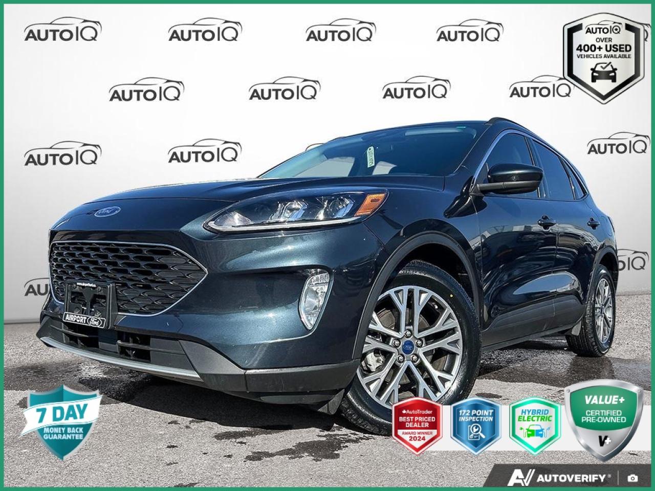 Recent Arrival!<br>CARFAX Canada No Reported Accidents CARFAX Canada One Owner<br><br>2.5L iVCT, 8-Way Power Driver Seat, Alloy wheels, Electronic Fuel Door Release, Equipment Group 303A, Heated ActiveX Trimmed Sport Contour Bucket Seats, Heated front seats, Instrument Panel w/6.5 Digital Screen, Neutral Towing Capability, Pedestrian Alert Sounder, Power Liftgate.<br><br>Stone Blue Metallic<br>2022 Ford Escape Hybrid SEL HYBRID LEATHER ONE OWNER CERTIFIED 4D Sport Utility<br>2.5L iVCT eCVT<br>FWD<p> </p>

<h4>VALUE+ CERTIFIED PRE-OWNED VEHICLE</h4>

<p>
- 36-point Provincial Safety Inspection<br>
- 172-point inspection combined mechanical, aesthetic, functional inspection including a vehicle report card<br>
- Warranty: 30 Days or 1500 KMS on mechanical safety-related items and extended plans are available<br>
- Complimentary CARFAX Vehicle History Report<br>
- 2X Provincial safety standard for tire tread depth<br>
- 2X Provincial safety standard for brake pad thickness<br>
- 7 Day Money Back Guarantee*<br>
- Market Value Report provided<br>
- Complimentary 3 months SIRIUS XM satellite radio subscription on equipped vehicles<br>
- Complimentary wash and vacuum<br>
- Vehicle scanned for open recall notifications from manufacturer
</p>

<p>SPECIAL NOTE: This vehicle is reserved for AutoIQs retail customers only. Please, No dealer calls. Errors & omissions excepted.</p>

<p>*As-traded, specialty or high-performance vehicles are excluded from the 7-Day Money Back Guarantee Program (including, but not limited to Ford Shelby, Ford mustang GT, Ford Raptor, Chevrolet Corvette, Camaro 2SS, Camaro ZL1, V-Series Cadillac, Dodge/Jeep SRT, Hyundai N Line, all electric models)</p>