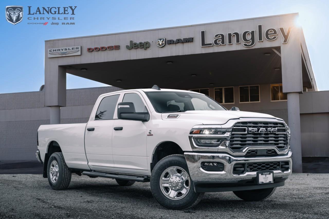 <p><strong>2026 RAM 3500 Tradesman 4x4 Crew Cab 8' Box</strong></p><p>The 2026 RAM 3500 Tradesman is the essential workhorse of the lineup, offering maximum utility and massive diesel performance in a durable, jobsite-ready package.</p><p></p><ul><li><p><strong>Engine</strong>: 6.7L High-Output Cummins® Turbo Diesel I-6 (430 hp, 1,075 lb-ft torque)</p><p></p></li><li><p><strong>Drivetrain</strong>: 4x4 with heavy-duty 8-speed automatic transmission</p></li><li><p><strong>Max Towing</strong>: Up to 16,606 kg (36,610 lbs) when properly equipped</p><p></p></li><li><p><strong>Max Payload</strong>: Up to 2,744 kg (6,050 lbs) with diesel configuration</p><p></p></li><li><p><strong>Technology</strong>: 8.4-inch Uconnect® 5 touchscreen with Ram Connect and standard Adaptive Cruise Control</p><p></p></li><li><p><strong>Key Features</strong>: 8-foot cargo box, 18-inch black steel wheels, work-grade vinyl 40/20/40 bench seat, and black grille/bumpers for maximum durability</p><p></p></li></ul><p>Come book a test drive at Langley Chrysler, conveniently located in Langley, British Columbia.</p>*All new vehicle purchases are plus the PDI accessory installs and any price increases provided by the manufacturer. For trucks the accessories will include wheel locks, spray-in liners, and mud flaps. For all other vehicles, wheel locks are standard, other equipment may apply. Confirm with the dealer.

<p>*All prices are net of all manufacturer incentives and/or rebates and are subject to change by the manufacturer without notice. All prices plus applicable taxes, applicable environmental recovery charges, documentation of $599 and full tank of fuel surcharge of $76 if a full tank is chosen.<br />Other items available that are not included in the above price:<br />Tire & Rim Protection and Key fob insurance starting from $599<br />Service contracts (extended warranties) for up to 7 years and 200,000 kms starting from $599<br />Custom vehicle accessory packages, mudflaps and deflectors, tire and rim packages, lift kits, exhaust kits and tonneau covers, canopies and much more that can be added to your payment at time of purchase<br />Undercoating, rust modules, and full protection packages starting from $199<br />Flexible life, disability and critical illness insurances to protect portions of or the entire length of vehicle loan?im?im<br />Financing Fee of $500 when applicable<br />Prices shown are determined using the largest available rebates and incentives and may not qualify for special APR finance offers. See dealer for details. This is a limited time offer.</p>