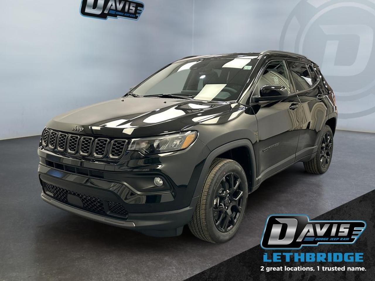 <b>Heated Steering Wheel, Remote Start, Climate Control, Proximity Key, Heated Seats!</b><br /> <br /> <br /> <br />With outstanding off-road capability augmented by refined on-road manners, this 2026 Jeep Compass offers the best of both worlds. <br /> <br />Keeping with quintessential Jeep engineering, this 2026 Compass sports a striking exterior design, with an extremely refined interior, loaded with the latest and greatest safety, infotainment and convenience technology. This SUV also has the off-road prowess to booth, with rugged build quality and great reliability to ensure that you get to your destination and back, as many times as you want.<br /> <br />This Diamond Black Crystal Pearl SUV has an Automatic transmission and is powered by a 200HP 2.0L 4 Cylinder Engine. <br /> <br /> Our Compass's trim level is North. This Compass North steps things up with a heated steering wheel, dual-zone climate control, remote engine start, roof rack rails, front fog lamps and cornering headlamps, in addition to heated front seats, a 10.1-inch infotainment screen powered by Uconnect 5 with Apple CarPlay and Android Auto, push button start, air conditioning, cruise control with steering wheel controls, and front and rear cupholders. Safety features also include lane keeping assist with lane departure warning, forward collision warning with active braking, driver monitoring alert, and a rearview camera. This vehicle has been upgraded with the following features: Heated Steering Wheel, Remote Start, Climate Control, Proximity Key, Heated Seats, LED Lights, Lane Keep Assist.<br /><br /> <br />To apply right now for financing use this link: <a href=https://lethbridge.davisdodge.ca/free-credit-check/ target=_blank rel=nofollow noopener noreferrer>https://lethbridge.davisdodge.ca/free-credit-check/</a><br /><br /> <br /><br />As a premier Chrysler, Dodge, Jeep and RAM dealership, Davis Dodge proudly offers an extensive selection of new and used vehicles to meet every drivers needs. Customers across Lethbridge, Fort Macleod, Taber, Claresholm, Coaldale, and beyond trust us for daily vehicle specials, certified service and parts, and a seamless online inventory experience. <br /><br /> With competitive financing options and expert support, we make car buying easy and enjoyable. <br /><br /> Ready to hit the road? Schedule your test drive today at Davis Dodge, your trusted Chrysler, Dodge, Jeep and RAM dealer in Lethbridge, Alberta.<br /><br /> Vehicle pricing offer shown expires 2026-04-30. <br /> Come by and check out our fleet of 70+ used cars and trucks and 100+ new cars and trucks for sale in Lethbridge. o~o