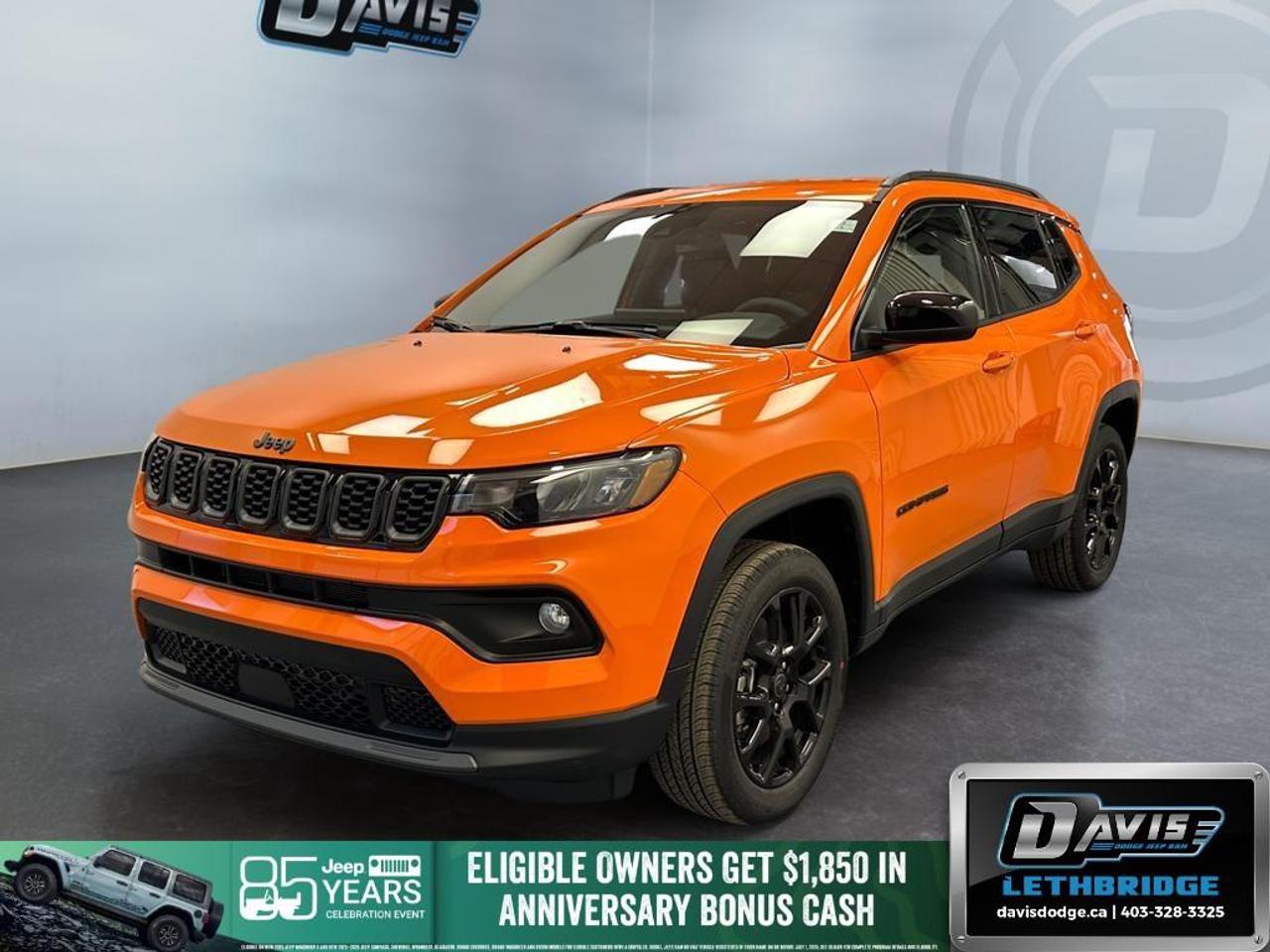 <b>Heated Steering Wheel, Remote Start, Climate Control, Proximity Key, Heated Seats!</b><br /> <br /> This 2026 Jeep Compass features gorgeous styling and introduces new innovative ways to enhance your driving experience.<br /> <br />Keeping with quintessential Jeep engineering, this 2026 Compass sports a striking exterior design, with an extremely refined interior, loaded with the latest and greatest safety, infotainment and convenience technology. This SUV also has the off-road prowess to booth, with rugged build quality and great reliability to ensure that you get to your destination and back, as many times as you want.<br /> <br />This Joose SUV has an Automatic transmission and is powered by a 200HP 2.0L 4 Cylinder Engine. <br /> <br /> Our Compass's trim level is North. This Compass North steps things up with a heated steering wheel, dual-zone climate control, remote engine start, roof rack rails, front fog lamps and cornering headlamps, in addition to heated front seats, a 10.1-inch infotainment screen powered by Uconnect 5 with Apple CarPlay and Android Auto, push button start, air conditioning, cruise control with steering wheel controls, and front and rear cupholders. Safety features also include lane keeping assist with lane departure warning, forward collision warning with active braking, driver monitoring alert, and a rearview camera. This vehicle has been upgraded with the following features: Heated Steering Wheel, Remote Start, Climate Control, Proximity Key, Heated Seats, LED Lights, Lane Keep Assist.<br /><br /> <br />To apply right now for financing use this link: <a href=https://lethbridge.davisdodge.ca/free-credit-check/ target=_blank rel=nofollow noopener noreferrer>https://lethbridge.davisdodge.ca/free-credit-check/</a><br /> <br /><br />As a premier Chrysler, Dodge, Jeep and RAM dealership, Davis Dodge proudly offers an extensive selection of new and used vehicles to meet every drivers needs. Customers across Lethbridge, Fort Macleod, Taber, Claresholm, Coaldale, and beyond trust us for daily vehicle specials, certified service and parts, and a seamless online inventory experience. <br /><br /> With competitive financing options and expert support, we make car buying easy and enjoyable. <br /><br /> Ready to hit the road? Schedule your test drive today at Davis Dodge, your trusted Chrysler, Dodge, Jeep and RAM dealer in Lethbridge, Alberta.<br /><br /> Vehicle pricing offer shown expires 2026-07-31. <br /> Come by and check out our fleet of 50+ used cars and trucks and 110+ new cars and trucks for sale in Lethbridge. o~o