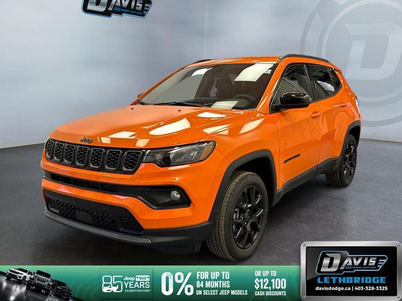 <p>Introducing the remarkable 2026 Jeep Compass North 4x4 in a radiant orange hue, offering dynamic handling with its reliable 4x4 drivetrain.</p> <p><strong>Exterior Features:</strong></p> <ul><li>Gloss Black Aluminum Wheels (18" x 7")</li><li>Gloss Black Surround with Neutral Grey Rings</li><li>Neutral Grey Exterior Badging</li><li>Black Daylight Opening Mouldings</li></ul> <p><strong>Interior Features:</strong></p> <ul><li>Piano Black Interior Accents</li><li>Heated Mirrors</li><li>Heated Front Seats & Steering Wheel</li><li>Leather Steering Wheel and Leather/Metal-Look Gear Shifter</li></ul> <p><strong>Technology & Safety Features:</strong></p> <ul><li>10.1" Touchscreen Display for seamless connectivity</li><li>Adaptive Cruise Control & Lane Assist for enhanced driving</li><li>Remote Start for added convenience</li><li>Wi-Fi Hotspot and Smart Device Integration</li><li>Brake Assist for safety assurance</li><li>Back-Up Camera for easier maneuvering</li></ul> <p>This new Jeep Compass North 4x4 is perfect for adventurers who value style and state-of-the-art technology. Contact Davis Dodge Lethbridge today to learn more about how this SUV can be your ultimate travel companion.</p>