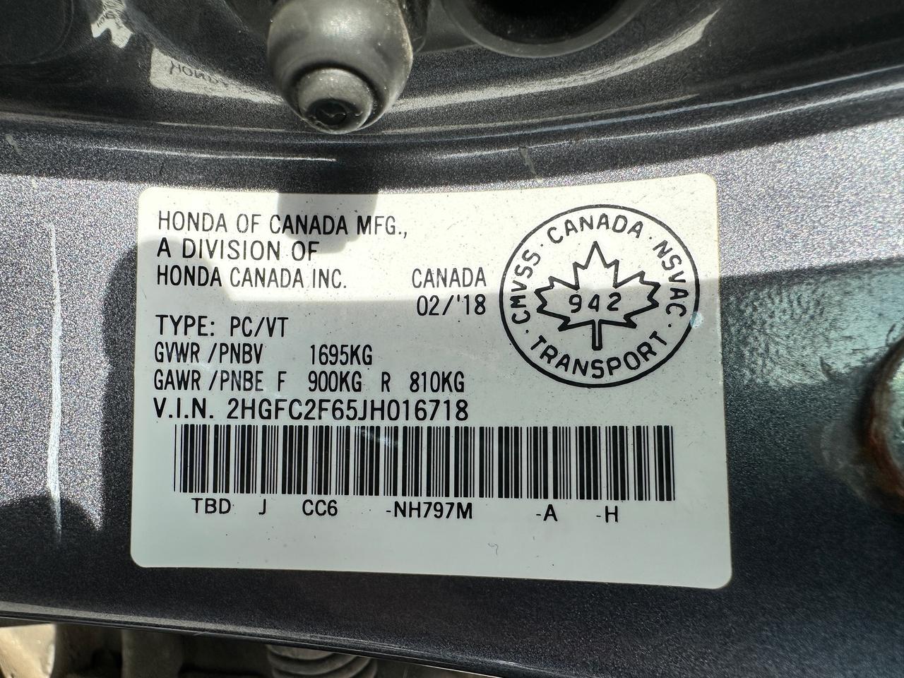 2018 Honda Civic SE HTD-Cloth RemStart HondaSense CarPlay BackupCam Photo