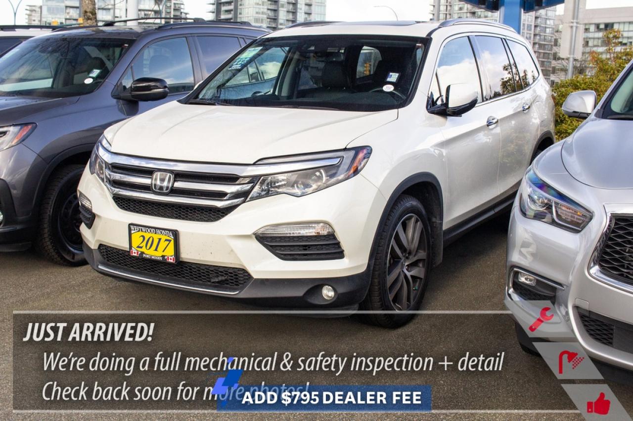 Recent Arrival! Odometer is 13634 kilometers below market average! White 2017 Honda Pilot 4D Sport Utility Touring Touring AWD 9-Speed Automatic 3.5L V6 SOHC i-VTEC 24VOne low hassle free pre negotiated price, AWD, Apple CarPlay/Android Auto, Heated & Ventilated Front Bucket Seats, Memory seat, Navigation System, Power Liftgate, Power moonroof.Westwood Hondas Buy Smart Standard program includes a thorough safety inspection, detailed Car Proof report that shows the history of the car youre buying, 1 year road hazard, 2 months 5000 km powertrain warranty and 6 months tire, brakes, battery, and bulbs. We give you a complete professional detail, full tank of gas and our best low price first which is based on live market pricing to guarantee you tremendous value and a non-stressful, no-haggle experience. And youll get 3 free months of Sirius radio where equipped! Buy your car from home.Just click build your deal to start the process. It is easy 7 day Exchange. $588 admin fee. Westwood Honda DL #31286.Reviews:  * Many owners say the Pilot drives like it looks  big, comfortable, and stable. Ease of entry and exit, even for larger or mobility-challenged passengers, is well rated; and rear-seats are said to be usable by adults on longer trips. In all aspects of interior space and storage, the Pilot seems to have hit the mark. Other owner-stated plusses include confident traction from the fully automatic  though part-time  all-wheel drive system, and an excellent driving position, backed by above-average outward visibility. Source: autoTRADER.caAwards:  * ALG Canada Residual Value Awards