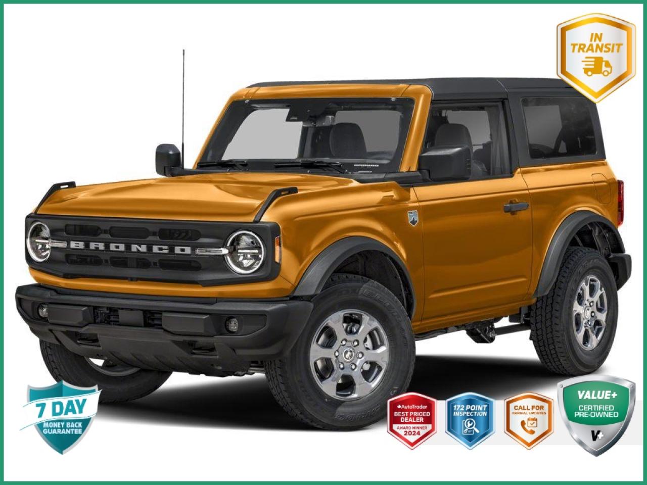Used 2022 Ford Bronco Big Bend 221A|CYBER ORANGE|MEDIUM SANDSTONE/BLK ONYX CLOTH BKT STS|7-SPEED MANUAL|FORD HEAVY-DUTY MODULAR FRONT BUMPER|FRONT & REAR FLOOR LINERS W/O CARPET FLOOR MATS|KEYLESS ENTRY for sale in Oakville, ON