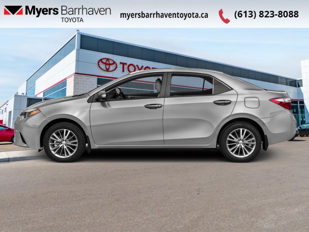 <b>Low Mileage!</b><br> <br>  Compare at $18614 - Our Live Market Price is just $17898! <br> <br>Offering dynamic features that being excitement to your everyday drive! This 2016 Toyota Corolla is fresh on our lot in Ottawa. <br> <br>With legendary Toyota quality, durability and reliability, the 2016 Toyota Corolla is an exceptionally sleek, sophisticated and fun-to-drive car. It delivers impressive fuel economy and a long list of standard equipment. Built with high quality materials and topped off with a satisfying ride, this 2016 Corolla exudes craftsmanship at every corner. The interior is stylish, functional and inviting, while displaying attention to detail not typically found on other vehicles in the Corollas class. This sedan has 89,748 km. Its Classic Silver in colour and is completely accident free based on the <a href=https://vhr.carfax.ca/?id=7+1/dIEw5z75USR1rnDlKF+p+YvLQXg8 target=_blank>CARFAX Report</a>. It has an Automatic transmission and is powered by a 132HP 1.8L 4 Cylinder Engine. It may have some remaining factory warranty, please check with dealer for details. <br> <br> Our Corollas trim level is S. Moving up to the Corolla S from the lower LE model will bring a number of excellent features. These include larger 16 inch wheels, a 6.1 inch display screen with bluetooth and a total of 6 speakers. Youll also receive front fog lamps, heated front seats, remote keyless entry, cruise control, air conditioning and even a rear back up camera!<br> <br>To apply right now for financing use this link: <a href=https://www.myersbarrhaventoyota.ca/quick-approval/ target=_blank>https://www.myersbarrhaventoyota.ca/quick-approval/</a><br><br> <br/><br> Buy this vehicle now for the lowest bi-weekly payment of <b>$205.18</b> with $0 down for 48 months @ 8.99% APR O.A.C. ( Plus applicable taxes -  Plus applicable fees   ).  See dealer for details. <br> <br>At Myers Barrhaven Toyota we pride ourselves in offering highly desirable pre-owned vehicles. We truly hand pick all our vehicles to offer only the best vehicles to our customers. No two used cars are alike, this is why we have our trained Toyota technicians highly scrutinize all our trade ins and purchases to ensure we can put the Myers seal of approval. Every year we evaluate 1000s of vehicles and only 10-15% meet the Myers Barrhaven Toyota standards. At the end of the day we have mutual interest in selling only the best as we back all our pre-owned vehicles with the Myers *LIFETIME ENGINE TRANSMISSION warranty. Thats right *LIFETIME ENGINE TRANSMISSION warranty, were in this together! If we dont have what youre looking for not to worry, our experienced buyer can help you find the car of your dreams! Ever heard of getting top dollar for your trade but not really sure if you were? Here we leave nothing to chance, every trade-in we appraise goes up onto a live online auction and we get buyers coast to coast and in the USA trying to bid for your trade. This means we simultaneously expose your car to 1000s of buyers to get you top trade in value. <br>We service all makes and models in our new state of the art facility where you can enjoy the convenience of our on-site restaurant, shuttle van, free Wi-Fi, Enterprise Rent-A-Car, on-site tire storage, and complimentary drinks. Come see why many Toyota owners are making the switch to Myers Barrhaven Toyota. <br>*LIFETIME ENGINE TRANSMISSION WARRANTY NOT AVAILABLE FOR VEHICLES WITH KMS EXCEEDING 140,000KM, VEHICLES 8 YEARS & OLDER, HIGHLINE BRAND VEHICLES (e.g., BMW, INFINITI, CADILLAC, LEXUS), AND QUEBEC RESIDENTS.<br> Come by and check out our fleet of 70+ used cars and trucks and 30+ new cars and trucks for sale in Ottawa.  o~o