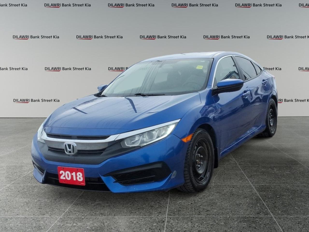 *** CASH PURCHASE PRICE $18666 PLUS HST *** The 2018 Honda Civic Sedan LX CVT in striking blue with a front-wheel-drive system offers a balanced and engaging driving experience. Its sleek design is complemented by features that ensure both comfort and style, making every journey a pleasure. With a thoughtfully designed exterior, this sedan stands out with its modern aesthetic while providing practicality. Inside, the cabin is spacious and well-appointed, featuring air conditioning and heated front seats, ensuring a comfortable ride regardless of the weather. Standard power windows and keyless entry add convenience to your daily drive. The Civics innovative technology package includes a backup camera for easier parking, Bluetooth connection for hands-free capabilities, and smart device integration to keep you connected. Safety features such as brake assist enhance your peace of mind, while cruise control and heated mirrors ensure an enjoyable drive. This vehicle is ideal for those seeking a reliable yet stylish sedan that excels in both urban and highway conditions. Families, daily commuters, and technology enthusiasts alike will appreciate the harmonious blend of features and design. Contact us today to learn more about this impressive Civic Sedan and arrange your test drive!