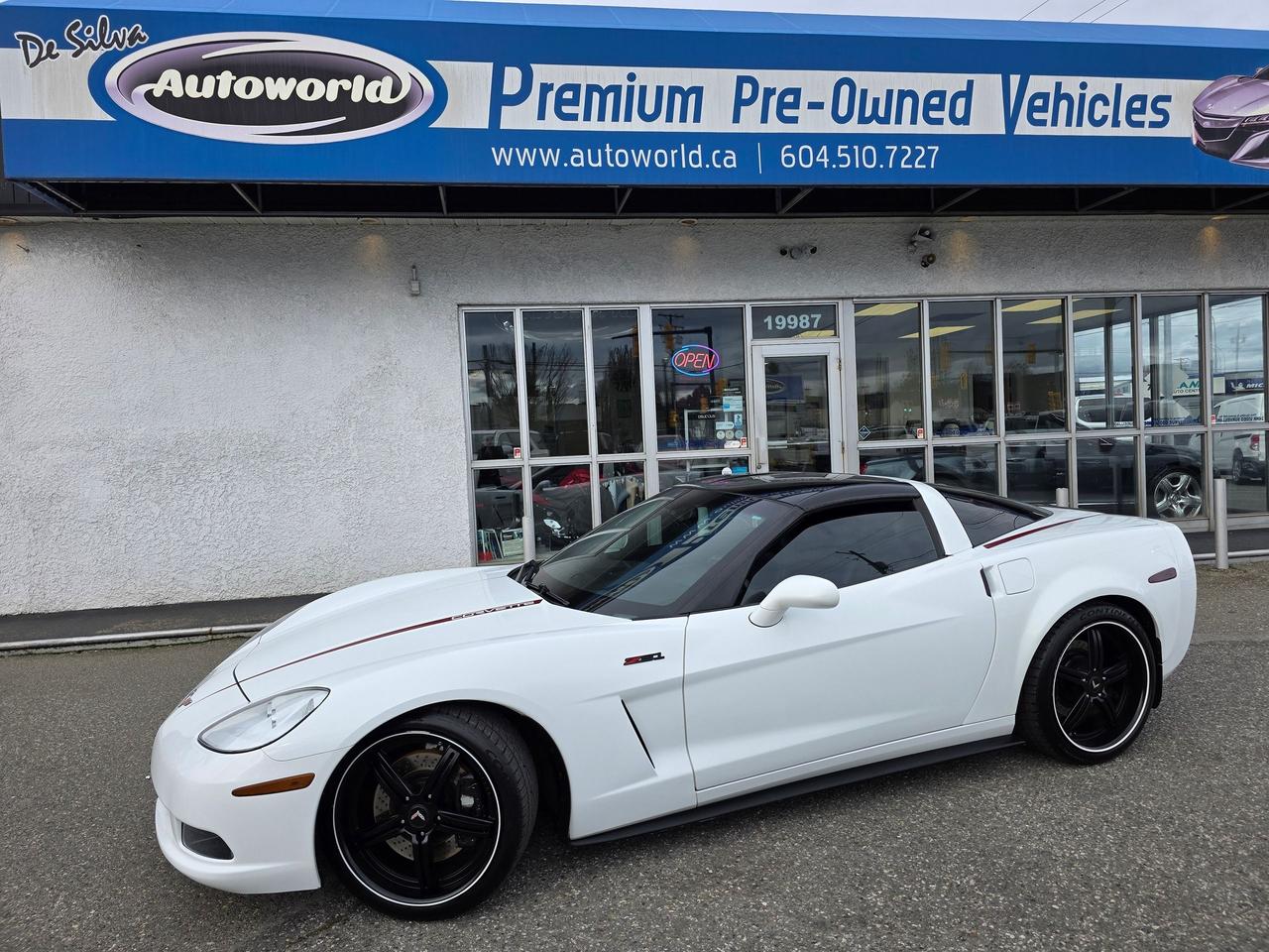 <div><strong>Experience Pure Performance: 2008 Chevrolet Corvette 3LT Z51 Coupe</strong></div><div>Elevate your driving standards with this striking&nbsp;<strong>Arctic White</strong>&nbsp;2008 Chevrolet Corvette. Perfectly preserved and finished with a&nbsp;<strong>Jet Black Leather</strong>&nbsp;interior, this C6 generation icon represents the sweet spot of modern performance and timeless analog engagement.</div><p>&nbsp;</p><div><strong>The Heart of a Legend</strong><br>Under the hood lies the celebrated&nbsp;<strong>6.2L LS3 V8 engine</strong>, delivering a potent&nbsp;<strong>430 HP</strong>. Paired exclusively with the driver-focused&nbsp;<strong>6-Speed Manual Transmission</strong>&nbsp;and the optional&nbsp;<strong>NPP Dual Mode Exhaust</strong>, this Corvette offers an visceral soundtrack and precise control that true enthusiasts crave.</div><p>&nbsp;</p><div><strong>Z51 Performance Package</strong><br>This isnt just a cruiser; it&rsquo;s a corner-carver. The factory&nbsp;<strong>Z51 Performance Package</strong>&nbsp;transforms the chassis with:</div><ul><li>Larger cross-drilled brake rotors</li><li>Performance-tuned springs, shocks, and stabilizer bars</li><li>Enhanced gear ratios and an engine oil cooler for track-ready reliability</li></ul><div><strong>Luxury Meets Technology (3LT Trim)</strong><br>Inside, you are surrounded by the premium&nbsp;<strong>3LT Preferred Equipment Group</strong>, featuring:</div><ul><li><strong>Heated Adjustable Sport Bucket Seats</strong>&nbsp;with memory settings</li><li><strong>Head-Up Display (HUD)</strong>&nbsp;for high-speed focus</li><li><strong>Bose Premium 7-Speaker System</strong>&nbsp;with DVD Navigation</li><li>Power telescoping steering wheel and Universal Home Remote</li><li><strong>Removable Roof Panel</strong>&nbsp;for an open-air Grand Touring experience</li></ul><p>GM Buildsheet</p><p>&nbsp;</p><p class=MsoNormal>3LT - 3LT PREFERRED EQUIPMENT GROUP AM/FM STEREO, 6 DISC CD CHANGER, MP3 FORMAT, BOSE PREMIUM 7 SPEAKER SYSTEM, (REPLACES STD/OPT/PKG RADIO) HEAD-UP DISPLAY PWR TELESCOPING STEERING WHEEL HEATED SEATS MEMORY PACKAGE UNIVERSAL HOME REMOTE SIDE IMPACT AIRBAGS, DRIVER AND PASSENGER SEATS, ADJUSTABLE SPORT BUCKET W/PERFORATED LEATHER INSERTS POWER SEAT ADJUST- PASSENGER, 6 WAY LUGGAGE SHADE & PARCEL NET STEERING WHEEL RADIO CONTROLS</p><p class=MsoNormal>Z51 - Z51 PERFORMANCE PKG (INCLUDES:LARGER CROSS-DRILLED BRAKE ROTORS,PERFORMANCE-TUNED: TIRES, STABILIZER BARS,SPRINGS, SHOCKS, GEAR RATIOS)</p><p class=MsoNormal>AQ9 - ADJUSTABLE SPORT BUCKET SEATS WITH LEATHER TRIMMED SEATING SURFACES</p><p class=MsoNormal>CF7 - REMOVABLE ROOF PANEL</p><p class=MsoNormal>U3U - AM/FM STEREO, CD PLAYER, DVD NAVIGATION (REPLACES 6 DISC- -IN-DASH CD W/SINGLE DISC CD</p><p class=MsoNormal>KA1 - HEATED SEATS</p><p class=MsoNormal>R9N - LEATHER SEAT TRIM</p><p class=MsoNormal><a name=_Hlk146469236></a>MZ6 - 6 SPD MANUAL TRANSMISSION</p><p class=MsoNormal>N37 - STEERING: POWER TELESCOPING& MANUAL TILT STEERING COLUMN</p><p class=MsoNormal>NK4 - LEATHER WRAPPED STEERING WHEEL</p><p class=MsoNormal>LS3 - 6.2 LITER 430 HP ENGINE</p><p class=MsoNormal>MZ6 - 6 SPD MANUAL TRANSMISSION</p><p class=MsoNormal>U3U - AM/FM CD WITH DVD NAVIGATION, INCLUDES TWO FREE MAP UPDATES</p><p class=MsoNormal>UV6 - HEAD-UP DISPLAY</p><p class=MsoNormal>NPP - DUAL MODE EXHAUST</p><p>&nbsp;</p><div><strong>Visit Autoworld Today</strong><br>Located in the heart of Langley, we specialize in performance luxury.</div><ul><li><strong>Warranty:</strong>&nbsp;Extended Warranty Available (Contact dealer for details)</li><li><strong>Location:</strong>&nbsp;19987 Fraser Highway, Langley, BC, V3A 4E2</li><li><strong>Dealer #:</strong>&nbsp;31259</li></ul><div><strong>Contact @Autoworld at 604-510-7227 or visit&nbsp;Autoworld.ca</strong></div><p>&nbsp;</p><div><em>Not the car youre looking for? Ask about our&nbsp;<strong>Professional Car Hunter Service</strong>&mdash;we will find the exact spec you desire!</em></div><div>&nbsp;</div>