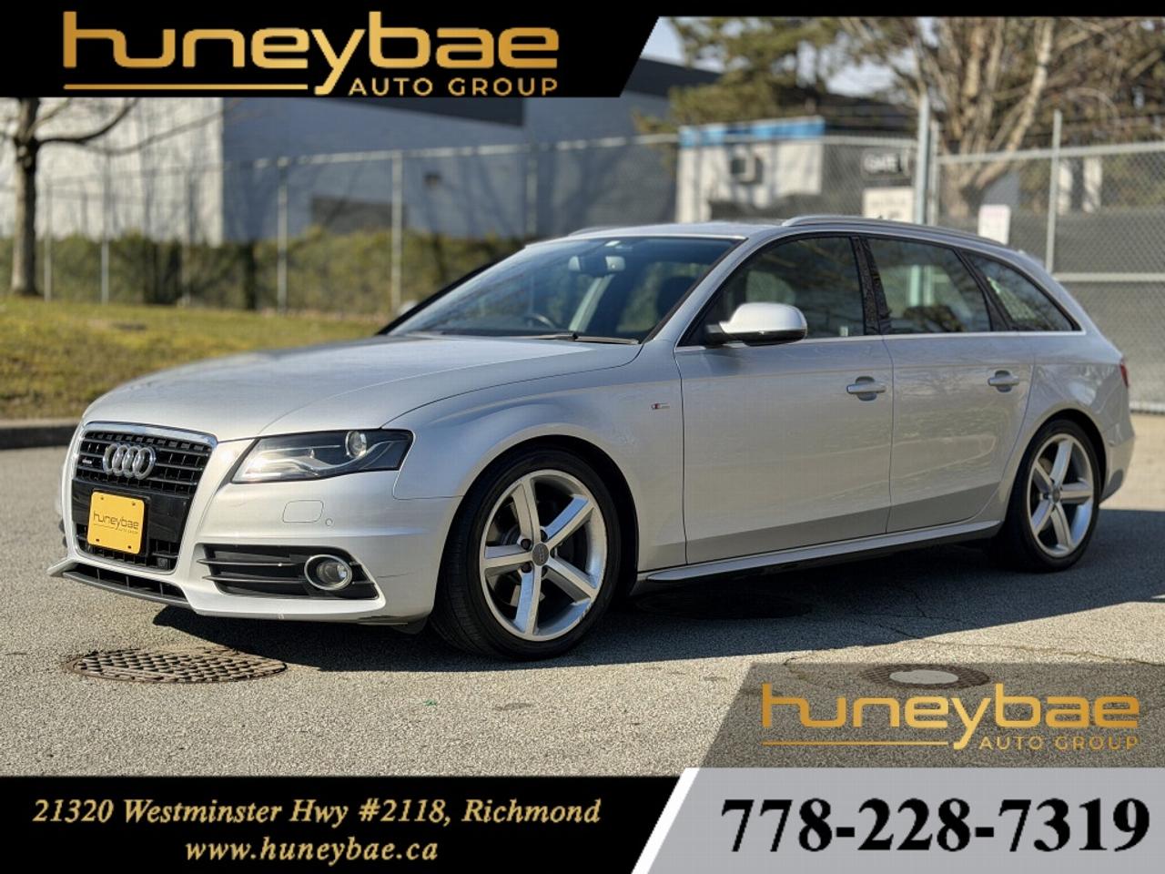 <p>2010 AUDI A4 AVANT 3.2L | PRESTIGE S-LINE | QUATTRO | NO ACCIDENTS | LOW KMS | BANG & OLUFSEN SOUND |RHD| F<br /><br />EXTREMELY RARE!!!</p>
<p>Clean Title<br />Low Kilometres<br />No Accidents</p>
<p>Sporty, unique, and fully loaded &mdash; this S-Line Quattro stands out with right-hand drive steering and delivers the premium performance and refinement Audi is known for.</p>
<p>Key Features & Highlights:<br />3.2L V6 Engine<br />Automatic Transmission<br />Quattro All-Wheel Drive<br />S-Line Sport Package<br />Prestige Trim<br />Right-Hand Drive (RHD)<br />Leather Interior<br />Heated Front Seats<br />Navigation System<br />Backup Camera<br />Bang & Olufsen Premium Sound System<br />Dual-Zone Climate Control<br />Xenon Headlights<br />Premium Alloy Wheels</p>
<p>Confident handling, smooth V6 performance, and distinctive RHD styling &mdash; ready for its next enthusiast owner.</p>
<p>Viewings by appointment only<br />Call or email to book your private viewing.</p>
<p>Stock # HB555<br />Dealer License # 50529</p>
<p>Don&rsquo;t like your current car?<br />New to Canada?<br />No credit / Bad credit?<br />High interest rate?</p>
<p>Call or Text: 778-228-7319<br />WE WILL GET YOU APPROVED (conditions apply)</p>
<p>Disclaimer: All used vehicles are subject to a $995 documentation fee plus applicable taxes. Pricing may vary depending on vehicle and lender.</p>