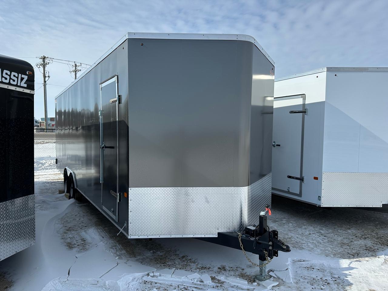 <p><span style=font-size: 13.5pt; font-family: Segoe UI,sans-serif; color: black;>8.5 x 24 Cargo trailer with tandem 5200 lb axles, GVWR 9900 lbs, empty weight 4200 lbs, rear ramp door with dovetail, 24 ATP stone guard, 2-5/16 A-frame coupler with 7K Jack, 90 interior height, 32 man door with bar lock, door, aluminum roof, 1 3.5 wall vent. </span><span style=font-size: 13.5pt; font-family: Segoe UI,sans-serif;>Stock# HH. For more info call Wilfs Elie Ford toll free 877-360-3673. Dealer# 0521.</span></p>