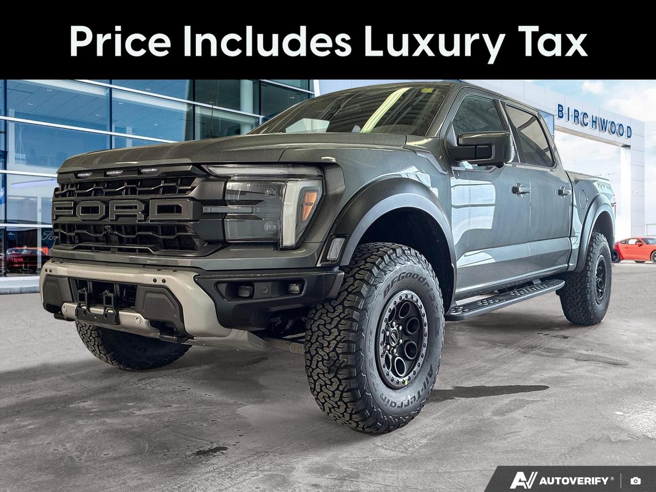 The 2026 Ford F-150 Raptor in Carbonized Grey Metallic is built for those who demand more from their truck  more capability, more technology, and more refinement. Equipped with the 802A package, a 3.5L twin-turbocharged V6, twin panel moonroof, and just 11 km on the odometer, this is as fresh as it gets straight from Birchwood Ford.

- 802A Package with Twin Panel Moonroof for an open-air driving experience
- 3.5L EcoBoost 6-cylinder engine paired with a 4WD driveline and automatic transmission
- Electronic locking rear differential with 4.10 axle ratio for serious off-road traction
- Class IV towing equipment including integrated brake controller and trailer sway control
- Ford Co-Pilot360 suite including BLIS blind spot monitoring, cross-traffic alert with reverse brake assist, and aerial view camera system
- Adaptive cruise control and driver monitoring alert for long-haul confidence
- Heated leather/metal-look steering wheel with auto tilt-away and power adjustable pedals
- Voice-activated dual zone automatic climate control with connected navigation

Ready to make it yours? Visit Birchwood Ford online at www.birchwoodford.ca to reserve this Raptor, start your purchase, or book a test drive appointment. Our team is here to answer any questions and help you get behind the wheel as fast as possible.
Birchwood Ford is your choice for New Ford vehicles in Winnipeg. 

At Birchwood Ford, we hold ourselves to the highest standard. Our number one focus is customer satisfaction which has awarded us the Ford of Canadas Presidents Award for 5 consecutive years. This honour is presented to Ford dealers that have proven outstanding results in Sales and Customer Service Excellence.

Are you a newcomer to Canada, recent graduate, first time car buyer or physically challenged? Ask us about our exclusive rebates and how they may apply to you.
 
Interested in seeing/hearing more? Book a test drive or give us a call at (204) 661-9555 and we can help you with whatever you need!

Dealer permit #4454
Dealer permit #4454