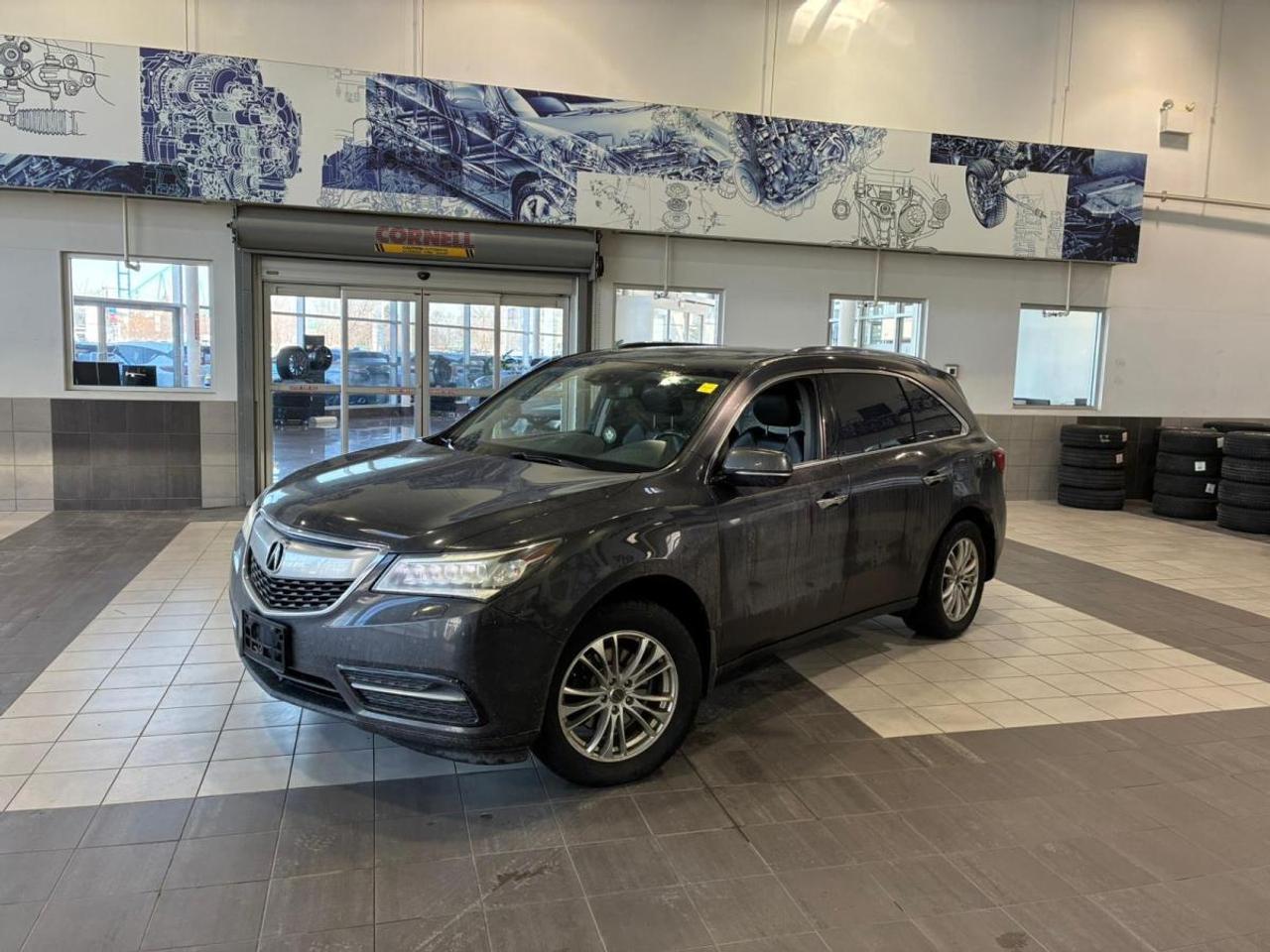 Navigation System, Panoramic Sunroof, 2-ways remote starter, Bluetooth, Remote Start, Lane Departure, Market Value Pricing, Not a Rental, ** All vehicles are all in priced, No additional fees are applied., Ebony Leather, 19" Alloy Wheels, A/V remote, Delay-off headlights, Driver door bin, Dual front side impact airbags, Electronic Stability Control, Leather Shift Knob, Memory seat, Occupant sensing airbag, Power Liftgate, Radio: Acura/ELS Surround Premium Sound System, Speed-Sensitive Wipers, Spoiler, Steering wheel memory.

Recent Arrival! 2014 Acura MDX Technology SH-AWD
SH-AWD 3.5L V6 SOHC 24V 6-Speed Automatic AWD


CARFAX Canada No Reported Accidents

** All vehicles are all in priced, No additional fees are applied. This vehicle is being sold "as is," unfit, not e-tested and is not represented as being in roadworthy condition, mechanically sound or maintained at any guaranteed level of quality. The vehicle may not be fit for use as a means of transportation and may require substantial repairs at the purchasers expense. It may not be possible to register the vehicle to be driven in its current condition.

Awards:
  * IIHS Canada Top Safety Pick+   * Canadian Car of the Year AJACs Best New SUV / CUV (over $60,000)
Reviews:
  * On most aspects of space, ride comfort, all-season confidence, and flexible interior seating and cargo provisions, the MDX seems to have hit the mark. Many owners note a solid, quality feel, and upscale cabin trimmings. The ELS audio system and chilled seats were among the most commonly favourited features. Mileage is highly rated, especially on Sport Hybrid models. Source: autoTRADER.ca