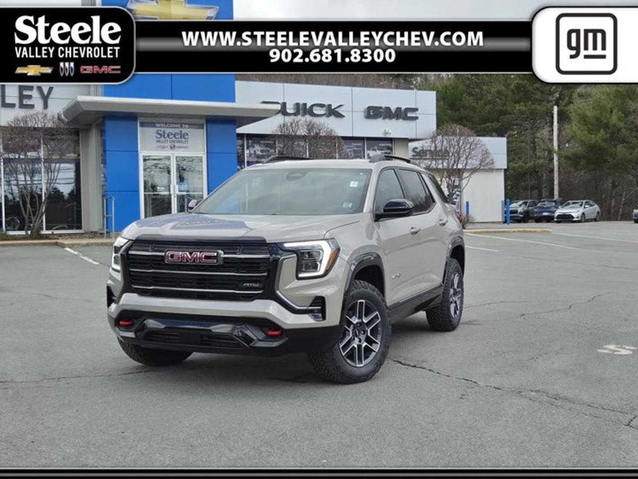 TRANSMISSION, 8-SPEED AUTOMATIC, ELECTRONICALLY-CONTROLLED WITH OVERDRIVE includes Driver Shift Control (STD), RIVERSTONE METALLIC, ENGINE, 1.5L TURBO DOHC 4-CYLINDER, SIDI, VVT (175 hp [131.3 kW] @ 5800 rpm, 203 lb-ft of torque [275.0 Nm] @ 2000 - 4000 rpm). (STD), AT4 PREFERRED EQUIPMENT GROUP includes standard equipment, Wireless Phone Charging for portable devices (Included with (ZQ3) Convenience Package II.), Wireless Apple CarPlay/Wireless Android Auto, Wipers, Rainsense, Windows, express up/down driver and express down all passengers, Window, rear side, solar absorbing, privacy tinting, Wi-Fi Hotspot capable (Terms and limitations apply. See onstar.ca or dealer for details.). This GMC Terrain has a powerful Turbocharged Gas I4 1.5L/-TBD- engine powering this Automatic transmission.*These Packages Will Make Your GMC Terrain AWD AT4 The Envy of Your Friends *Wheel, spare, 17 (43.2 cm) steel, Visors, driver and front passenger illuminated vanity mirrors covered, Vehicle health management provides advanced warning of vehicle issues, USB ports, 2, one type A and one type-C, data/charge, located in the front area of the centre console, USB ports, 2 type-C, located on back of centre console, charge-only, Universal Home Remote includes garage door opener, 3-channel programmable, Transmission, 8-speed automatic, electronically-controlled with overdrive includes Driver Shift Control, Trailer hitch, factory installed, Tires, 235/65R17, all-terrain, Tire, compact spare, T125/70R17, blackwall, Teen Driver a configurable feature that lets you activate customizable vehicle settings associated with a key fob, to help encourage safe driving behaviour. It can limit certain available vehicle features, and it prevents certain safety systems from being turned off. An in-vehicle report card gives you information on driving habits and helps you to continue to coach your new driver, Tail lamps, upper, animated walk-up and departure lighting, Suspension, front, MacPherson strut and rear 4-link (Off-road tuned suspension.), Sunglass storage, overhead, Steering wheel, sport-style, Steering wheel, heated, Speedometer, kilometres / miles, SiriusXM with 360L Trial Subscription. SiriusXM with 360L transforms your customers ride with our most extensive and personalized radio experience on the road. (IMPORTANT: The SiriusXM trial subscription is not provided on vehicles that are ordered for Fleet Daily Rental (FDR) use. Certain features and/or content may not be available unless an active data connection is enabled in the vehicle. Content varies by SiriusXM subscription plan. Features and display may vary by vehicle. All SiriusXM services require a subscription, sold separately by SiriusXM after the trial period. Your SiriusXM service will automatically stop at the end of your trial unless you decide to subscribe. If you decide to continue service after your trial, the subscription plan you choose will continue for an indeterminate term and you will be charged according to your chosen payment method at the then current rates unless and until you cancel. Taxes apply. Please see the SiriusXM Customer Agreement at siriusxm.ca/terms for complete terms and how to cancel, which includes calling SiriusXM at 1-888-539-7474. All rates, content, and programming are subject to change. SiriusXM uses personal information in accordance with SiriusXM Privacy Policy, available at siriusxm.ca/privacy. SiriusXM Canada Inc. SiriusXM, the SiriusXM logo, channel names and logos are trademarks of Sirius XM Radio Inc. and are used under license.), Side Bicyclist Alert, Shutters, front upper and lower grille, active.* Stop By Today *Stop by Steele Valley Chevrolet Buick GMC Cadillac located at 9184 Commercial Street, New Minas, NS, NS B4N3V9 for a quick visit and a great vehicle!*Disclaimer*Please verify all information with a Steele Valley representative.