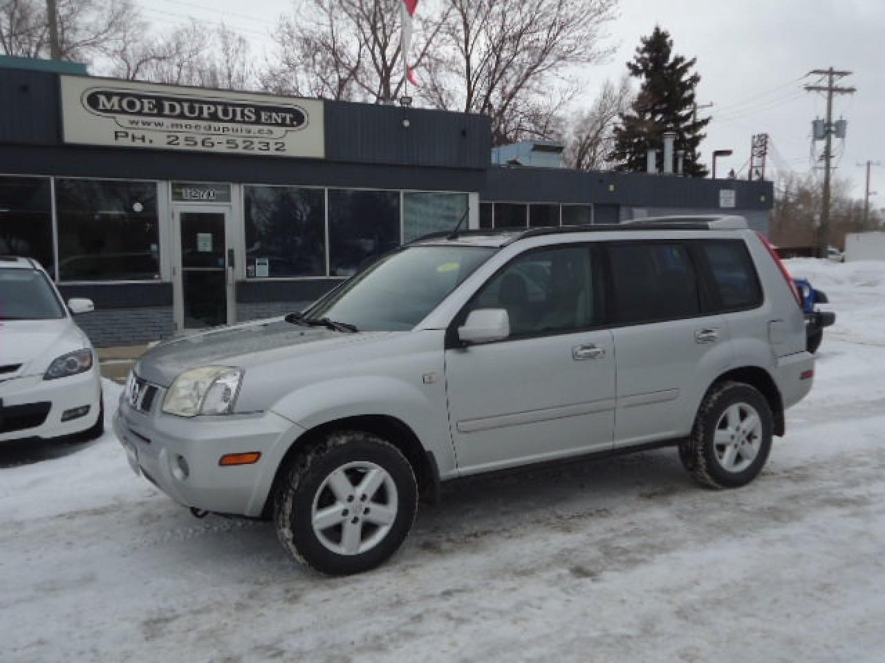 <p>HERE IS A RARE FIND TO THE MANITOBA MARKET!! RUST FREE RELIABLE IMPORT 4X4!! BUILT IN JAPAN !! NO CVT TRANSMISSION IN THIS ONE!! NICELY EQUIPPED XTRAIL SE 4WD!! LOADED WITH ALL THE GOODIES!! ONLY 186 000KMS!! VERY LOW FOR A 2005!! JUST SAFETIED AND SERVICED!! READY FOR YOU FOR ONLY $10,986 PLUS PST AND GST!! VIEW @ MOE DUPUIS ENTERPRISE INC. CONVENIENTLY LOCATED @ 1270 ARCHIBALD ST. ONE BLOCK NORTH OF FERMOR OR CALL BRYAN @ 204 256 5232 OR 204 941 9080 OR 24/7 @ WWW.MOEDUPIS .CA DEALER #4194</p>