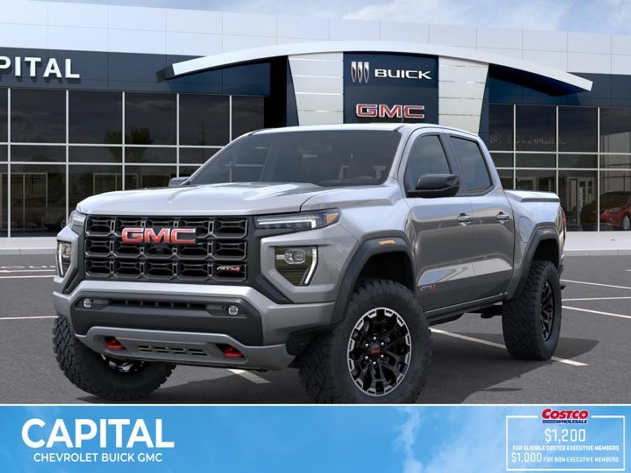 This GMC Canyon boasts a Turbocharged Gas I4 2.7L/ engine powering this Automatic transmission. ENGINE, TURBOMAX (310 hp [231 kW] @ 5600 rpm, 430 lb-ft of torque [583 Nm] @ 3000 rpm) (STD), Wireless Apple CarPlay/Wireless Android Auto, Windows, remote Express-Down, all windows.* This GMC Canyon Features the Following Options *Windows, power with driver Express-Up and Down, Windows, power rear, express down, Window, rear-sliding, manual, Window, power with front passenger Express-Down, Wi-Fi Hotspot capable (Terms and limitations apply. See onstar.ca or dealer for details.), Wheels, 18 x 8.5 (45.7 cm x 21.6 cm) Gloss Black Machined Finish Aluminum, Wheel, spare, 17 x 8 (43.2 cm x 20.3 cm) steel, Wheel opening mouldings, Visors, driver and front passenger illuminated sliding vanity mirrors, Vehicle health management provides advanced warning of vehicle issues.* Visit Us Today *A short visit to Capital Chevrolet Buick GMC Inc. located at 13103 Lake Fraser Drive SE, Calgary, AB T2J 3H5 can get you a dependable Canyon today!