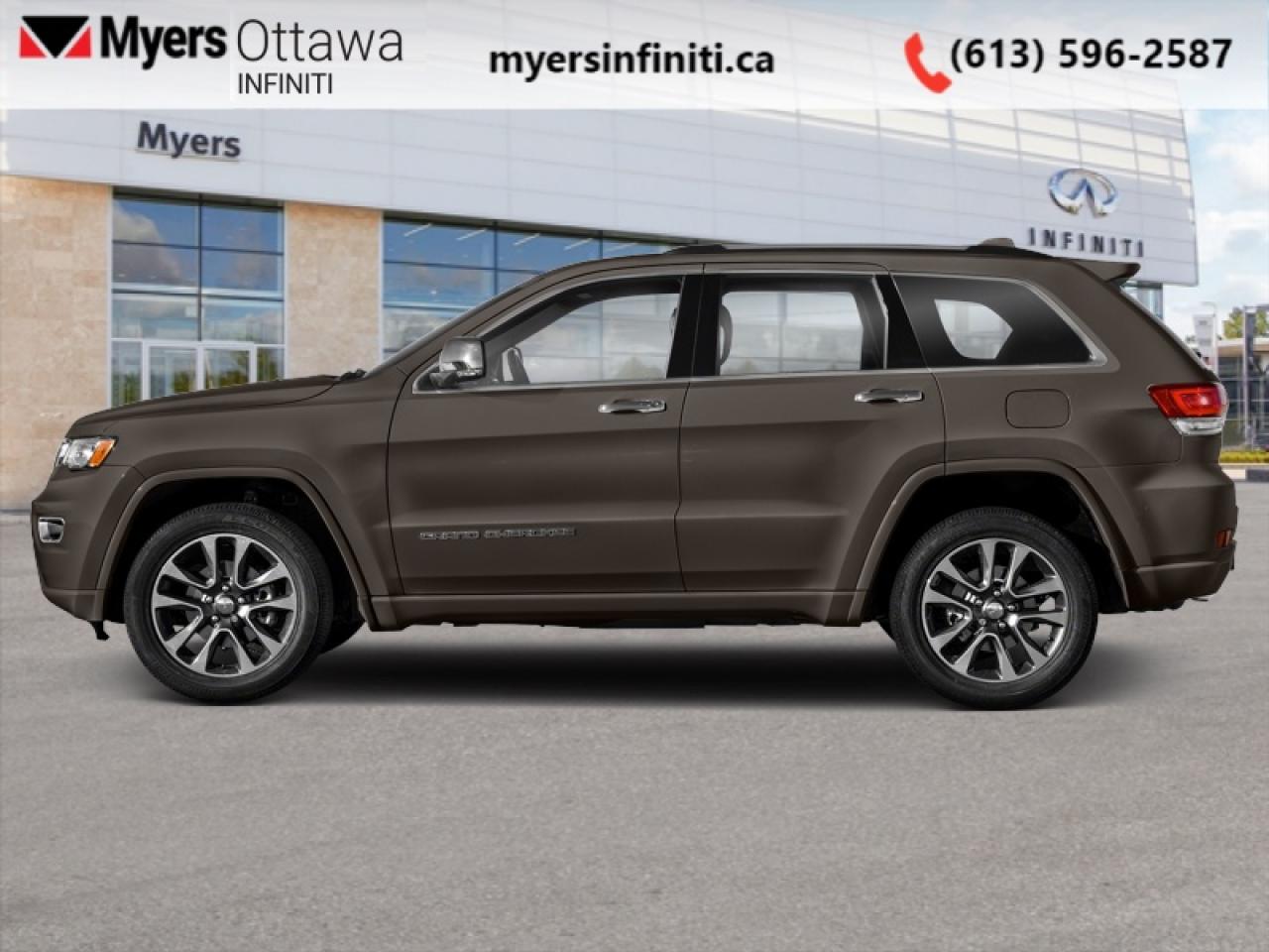 <b>Leather Seats,  Cooled Seats!</b><br> <br> Thanks to its famous off-road grit, the Grand Cherokees expertise doesnt begin and end in the concrete jungle like many of its rivals, says Car and Driver This 2018 Jeep Grand Cherokee is fresh on our lot in Ottawa. <br> <br>The Jeep Grand Cherokee is the most awarded SUV ever for good reasons. With numerous best-in-class features and class-exclusive amenities, the Grand Cherokee offers drivers more than the competition. On the outside, it showcases the rugged capability to go off the beaten path while the interior offers technology and comfort beyond what youd expect in an SUV at this price point. The Jeep Grand Cherokee is second to none when it comes to performance, safety, and style. This SUV has 113,415 km. Its Walnut Brown Me in colour. It has an Automatic transmission and is powered by a smooth engine. <br> <br> Our Grand Cherokees trim level is Overland. The Overland trim pushes this Grand Cherokee well into luxury territory. It comes with Nappa leather seats, heated first- and second-row seats, ventilated front seats, wood and leather interior trim, a heated steering wheel, four-wheel drive, air suspension, a dual-pane panoramic sunroof, Uconnect 8.4 with navigation, Bluetooth, and SiriusXM, Alpine 9-speaker premium audio, automatic HID headlights, a rearview camera, remote start, and much more. This vehicle has been upgraded with the following features: Leather Seats, Cooled Seats.<br> To view the original window sticker for this vehicle view this <a href=http://www.chrysler.com/hostd/windowsticker/getWindowStickerPdf.do?vin=1C4RJFCG6JC171173 target=_blank>http://www.chrysler.com/hostd/windowsticker/getWindowStickerPdf.do?vin=1C4RJFCG6JC171173</a>. <br/><br> <br>To apply right now for financing use this link: <a href=https://www.myersinfiniti.ca/finance/ target=_blank>https://www.myersinfiniti.ca/finance/</a><br><br> <br/><br>*LIFETIME ENGINE TRANSMISSION WARRANTY NOT AVAILABLE ON VEHICLES WITH KMS EXCEEDING 140,000KM, VEHICLES 8 YEARS & OLDER, OR HIGHLINE BRAND VEHICLE(eg. BMW, INFINITI. CADILLAC, LEXUS...)<br> Come by and check out our fleet of 50+ used cars and trucks and 120+ new cars and trucks for sale in Ottawa.  o~o