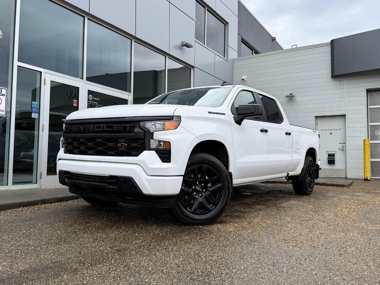 Discover the power and versatility of this pre-owned 2023 Chevrolet Silverado 1500 Custom 4WD Crew Cab! Featuring a sleek White exterior with a comfortable Black interior, its powered by an efficient 2.7L TurboMax engine paired with an 8-speed automatic transmission and offers a robust 7,000 lbs GVWR. Drive with confidence thanks to advanced safety features including Forward Collision Alert, Lane Keep Assist, and Automatic Emergency Braking.Enjoy modern conveniences like the Chevrolet Infotainment 3 system with SiriusXM, wireless phone projection, remote vehicle start, and dual rear USB ports. The high-capacity suspension and trailering package make towing easy, while 20 bright silver painted aluminum wheels add a bold look. With room for six, split-bench seating, and LED cargo lighting, this Silverado is built for work and play.Ready for any challengeschedule your test drive today and experience Chevrolet dependability at its best!Go Mazda is a AMVIC licenced businessClean CarFax