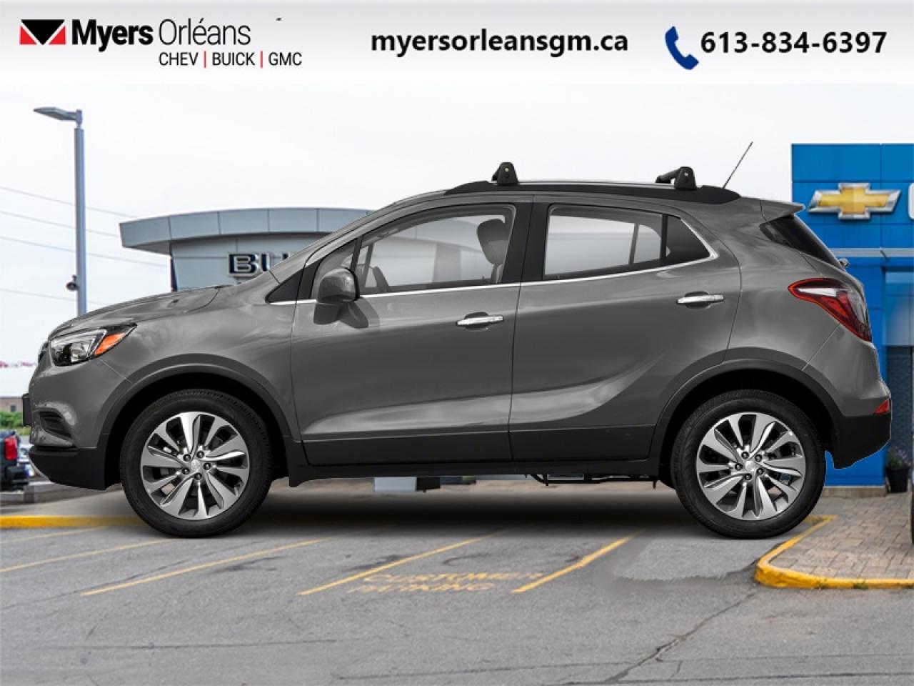 <b>Low Mileage!</b><br> <br> Full of modern tech, and stuffed with awesome features, this all new 2020 Buick Encore was built for the modern car owner. This 2020 Buick Encore is fresh on our lot in Orleans. <br> <br>With a modern look, an impressive drivetrain, and a good list of new standard features, this all new 2020 Buick Encore is more than just a compact SUV. The exterior styling is fresh and unique, while remaining classy and refined with awesome chrome accents, mouldings, and trim. The drivetrain provides a more engaging driving experience, while managing to be more fuel efficient. Lastly, the new features make this Buick Encore feel like a car youd expect in 2020, complete with all the connectivity you could imagine. This low mileage SUV has just 50,183 km. Its Satin Steel Metallic in colour. It has an Automatic transmission and is powered by a 138HP 1.4L 4 Cylinder Engine. It may have some remaining factory warranty, please check with dealer for details. <br> <br> Our Encores trim level is Preferred. This Preferred Encore is way more than a base model compact SUV. With leatherette seat trim, 4G WiFi, active noise control for a quiet ride, and keyless open and start you get to ride in modern comfort while amazing tech like the Buick Infotainment System with Apple CarPlay, Android Auto, Bluetooth, 8 inch touchscreen, and SiriusXM keep you entertained. Other amazing features include leather wrapped multifunction steering wheel, driver information centre, aluminum wheels, heated power side mirrors with turn signals, chrome strips on door handles, and accent color front and rear fascia.<br> <br>To apply right now for financing use this link: <a href=https://www.myersorleansgm.ca/FinancePreQualForm target=_blank>https://www.myersorleansgm.ca/FinancePreQualForm</a><br><br> <br/><br> Buy this vehicle now for the lowest bi-weekly payment of <b>$136.01</b> with $0 down for 84 months @ 7.99% APR O.A.C. ( Plus applicable taxes -  Plus applicable fees   ).  See dealer for details. <br> <br>*MYERS LIFETIME ENGINE AND TRANSMISSION COVERAGE CERTIFICATE NOT AVAILABLE ON VEHICLES WITH KMS EXCEEDING 140,000KM, VEHICLES 8 YEARS & OLDER, OR HIGHLINE BRAND VEHICLE(eg. BMW, INFINITI. CADILLAC, LEXUS...)<br> Come by and check out our fleet of 40+ used cars and trucks and 240+ new cars and trucks for sale in Orleans.  o~o