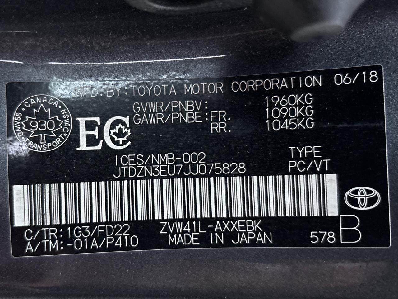 2018 Toyota Prius V Hybrid Auto Photo