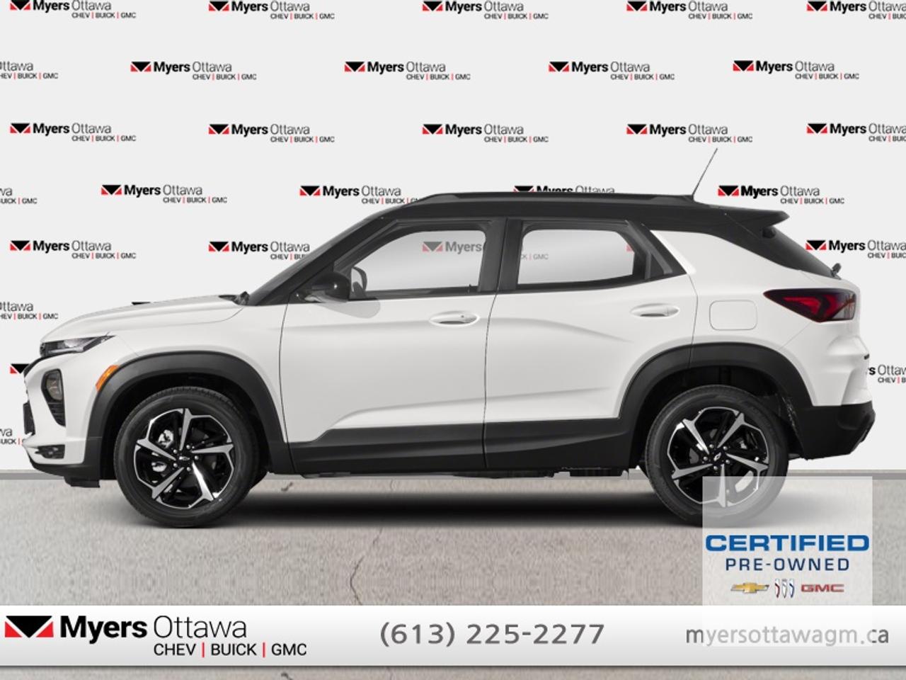 Compare at $24674 - Myers Cadillac is just $23955! <br> <br>JUST IN - CLEAN CARFAX, NON SMOKER- 2021 TRAILBLAZER RS AWD- WHITE ON BLACK , PANORAMIC SUNROOF, BOSE SOUND SYSTEM, REMOTE START, HEATED STEERING WHEEL, HEATED SEATS, LED LIGHTS, POWER LIFTGATE, CERTIFIED, LOW KM , CLEAN CARFAX, NO ADMIN FEES. <br> <br>To apply right now for financing use this link: <a href=https://creditonline.dealertrack.ca/Web/Default.aspx?Token=b35bf617-8dfe-4a3a-b6ae-b4e858efb71d&Lang=en target=_blank>https://creditonline.dealertrack.ca/Web/Default.aspx?Token=b35bf617-8dfe-4a3a-b6ae-b4e858efb71d&Lang=en</a><br><br> <br/>Certified Pre-Owned Vehicles. Instead of worries our vehicles come with a 150+ point inspection and a 30 day / 2,500kms Vehicle Exchange Privilege. Buy with confidence! <br> <br/><br>All prices include Admin fee and Etching Registration, applicable Taxes and licensing fees are extra.<br>*LIFETIME ENGINE TRANSMISSION WARRANTY NOT AVAILABLE ON VEHICLES WITH KMS EXCEEDING 140,000KM, VEHICLES 8 YEARS & OLDER, OR HIGHLINE BRAND VEHICLE(eg. BMW, INFINITI. CADILLAC, LEXUS...)<br> Come by and check out our fleet of 60+ used cars and trucks and 180+ new cars and trucks for sale in Ottawa.  o~o