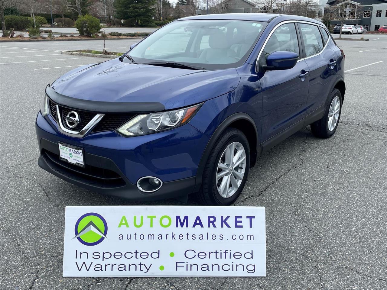 IMMACULATE CONDITION W/ BLUETOOTH, CAMERA, H/SEATS, ALLOYS, SV MODEL. GREAT SERVICE HISTORY, GREAT FINANCING, WARRANTY INCLUDED.<br /><br />Welcome to the Automarket, your community dealership of "YES". We are featuring a spectaculer condition 2017 Qashqai SV with Sunroof, Camera, heated Seats, Bluetooth telephone and Streaming Audio.&nbsp;<br /><br />Hhaving been inspected, we know that the Tires are approx 80% New and the Brakes are at about 40% new. The oil has been changed, the battery and the coolant have been tested and we have fully detailed the vehicle for your enjoyment and peace of mind.<br /><br />Please note tha this vehilce has a cklean title and has had a collision in the rear. Fully and perfectly repaired by Morrey Glass and&nbsp; Autobody.<br /><br />2 LOCATIONS TO SERVE YOU, BE SURE TO CALL FIRST TO CONFIRM WHERE THE VEHICLE IS PARKED<br />WHITE ROCK 604-542-4970 LANGLEY 604-533-1310 OWNER'S CELL 604-649-0565<br /><br />We are a family owned and operated business since 1983 and we are committed to offering outstanding vehicles backed by exceptional customer service, now and in the future.<br />What ever your specific needs may be, we will custom tailor your purchase exactly how you want or need it to be. All you have to do is give us a call and we will happily walk you through all the steps with no stress and no pressure.<br />WE ARE THE HOUSE OF YES?<br />ADDITIONAL BENFITS WHEN BUYING FROM SK AUTOMARKET:<br />ON SITE FINANCING THROUGH OUR 17 AFFILIATED BANKS AND VEHICLE FINANCE COMPANIES<br />IN HOUSE LEASE TO OWN PROGRAM.<br />EVRY VEHICLE HAS UNDERGONE A 120 POINT COMPREHENSIVE INSPECTION<br />EVERY PURCHASE INCLUDES A FREE POWERTRAIN WARRANTY<br />EVERY VEHICLE INCLUDES A CARFAX AND ICBC DAMAGE REPORT<br />EVERY VEHICLE IS GUARANTEED LIEN FREE<br />DISCOUNTED RATES ON PARTS AND SERVICE FOR YOUR NEW CAR AND ANY OTHER FAMILY CARS THAT NEED WORK NOW AND IN THE FUTURE.<br />36 YEARS IN THE VEHICLE SALES INDUSTRY<br />A+++ MEMBER OF THE BETTER BUSINESS BUREAU<br />RATED TOP DEALER BY CARGURUS 2 YEARS IN A ROW<br />MEMBER IN GOOD STANDING WITH THE VEHICLE SALES AUTHORITY OF BRITISH COLUMBIA<br />MEMBER OF THE AUTOMOTIVE RETAILERS ASSOCIATION<br />COMMITTED CONTRIBUTER TO OUR LOCAL COMMUNITY AND THE RESIDENTS OF BC<br /><br /> This vehicle has been Fully Inspected, Certified and Qualifies for Our Free Extended Warranty.Don't forget to ask about our Great Finance and Lease Rates. We also have a Options for Buy Here Pay Here and Lease to Own for Good Customers in Bad Situations. 2 locations to help you, White Rock and Langley. Be sure to call before you come to confirm the vehicles location and availability or look us up at www.automarketsales.com. White Rock 604-542-4970 and Langley 604-533-1310. Serving Surrey, Delta, Langley, Richmond, Vancouver, all of BC and western Canada. Financing & leasing available. CALL SK AUTOMARKET LTD. 6045424970. Call us toll-free at 1 877 813-6807. $999 Documentation fee (negotiable) and applicable taxes are in addition to advertised prices. LANGLEY LOCATION DEALER# 40038 S. SURREY LOCATION DEALER #9987<br />