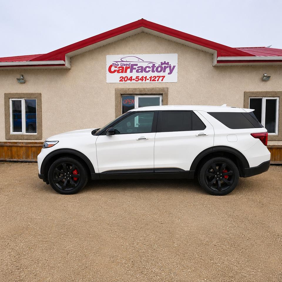 <p data-start=0 data-end=86>🔥 <strong data-start=3 data-end=81>2022 <span class=hover:entity-accent entity-underline inline cursor-pointer align-baseline><span class=whitespace-normal>Ford Explorer ST</span></span> &ndash; 3.0L EcoBoost Performance SUV</strong> 🔥</p><p data-start=0 data-end=86>Brand New Safety, with Brand New All Weather Goodyear Tires ($2300.00 Value)&nbsp;&nbsp;</p><p data-start=88 data-end=355>Turn every drive into an experience with this powerful and refined Explorer ST. Designed for drivers who want space, technology, and serious performance all in one SUV, the ST model delivers bold styling and exhilarating power from its legendary 3.0L EcoBoost engine.</p><p data-start=357 data-end=736>Under the hood you&rsquo;ll find the impressive <strong data-start=399 data-end=486>3.0L Twin-Turbocharged EcoBoost V6 producing 400 horsepower and 415 lb-ft of torque</strong>, paired to a smooth 10-speed automatic transmission. Whether youre merging onto the highway or heading out of town, this Explorer delivers confident acceleration and sharp handling &mdash; all while offering the comfort and versatility your family needs.</p><p data-start=738 data-end=950>✨ <strong data-start=740 data-end=767>Performance Highlights:</strong><br data-start=767 data-end=770>&bull; 3.0L Twin-Turbo EcoBoost V6 &ndash; <strong data-start=802 data-end=831>400 HP / 415 lb-ft Torque</strong><br data-start=831 data-end=834>&bull; 10-Speed Automatic Transmission<br data-start=867 data-end=870>&bull; Sport-Tuned Suspension<br data-start=894 data-end=897>&bull; Intelligent 4WD System<br data-start=921 data-end=924>&bull; Selectable Drive Modes</p><p data-start=952 data-end=1263>🚘 <strong data-start=955 data-end=986>Premium Features & Comfort:</strong><br data-start=986 data-end=989>&bull; Panoramic Sunroof<br data-start=1008 data-end=1011>&bull; ST Sport Interior with Leather<br data-start=1059 data-end=1062>&bull; Heated & Ventilated Front Seats with multicontour massage&nbsp;<br data-start=1095 data-end=1098>&bull; Heated leather Steering Wheel<br data-start=1121 data-end=1124>&bull; Large Touchscreen with SYNC&reg; Infotainment<br data-start=1167 data-end=1170>&bull; Apple CarPlay & Android Auto<br data-start=1200 data-end=1203>&bull; Premium Audio System<br data-start=1225 data-end=1228>&bull; Remote Start<br data-start=1242 data-end=1245>&bull; Power Liftgate</p><p data-start=1265 data-end=1420>🛡 <strong data-start=1268 data-end=1299>Safety & Driver Assistance:</strong><br data-start=1299 data-end=1302>&bull; Blind Spot Monitoring<br data-start=1325 data-end=1328>&bull; Lane Keeping System<br data-start=1349 data-end=1352>&bull; Adaptive Cruise Control<br data-start=1377 data-end=1380>&bull; Rear View Camera with a 360-degree camera&nbsp;<br data-start=1398 data-end=1401>&bull; Parking Sensors front and rear and side</p><p data-start=1265 data-end=1420>Parallel, or perpendicular parking&nbsp; ? No problem as this EXPLORER ST will do it for you !</p><p data-start=1422 data-end=1552>With bold ST styling, blacked-out accents, dual exhaust tips, and aggressive wheels, this Explorer looks as powerful as it drives.</p><p data-start=1554 data-end=1674>If youre looking for a performance SUV that doesn&rsquo;t compromise on practicality, this 2022 Explorer ST checks every box.</p><hr data-start=1676 data-end=1679><p data-start=1681 data-end=1996 data-is-last-node= data-is-only-node=>Get Pre-Approved<br data-start=1697 data-end=1700>Apply Today Drive Today<br data-start=1723 data-end=1726>Where Great Vehicles, and Genuine Service come standard.<br data-start=1781 data-end=1784>We are proud members of The Manitoba Used Car Dealer Association as well as the Manitoba Chamber of Commerce.<br data-start=1893 data-end=1896>All payments and prices are plus applicable taxes.<br data-start=1946 data-end=1949>The Used Car Factorys Dealers permit is #4821.</p>
