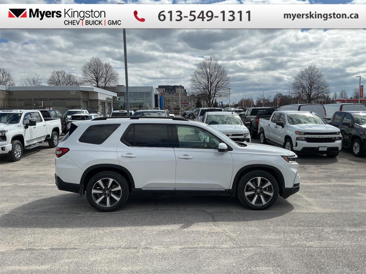 <b>Certified, Navigation,  Cooled Seats,  Leather Seats,  Premium Audio,  HUD!</b><br> <br> This all-new 2023 Pilot is well-suited for anyone who wants the practicality of a minivan, but with more stylish looks. This 2023 Honda Pilot is for sale today in Kingston. <br> <br>With a highly flexible interior, extremely comfortable ride, and loads of active safety features, this all-new 2023 Honda Pilot should easily be your top choice. The interior of this Honda Pilot surrounds you and your passengers in sophistication thanks to its ergonomic design and soft-touch materials. If your family needs a new driving partner thats steeped in refinement, look no further than this stunning 2023 Honda Pilot. This SUV has 111,086 km and is a Certified Pre-Owned vehicle. Its nice in colour. It has an Automatic transmission and is powered by a 285HP 3.5L V6 Cylinder Engine. And its got a certified used vehicle warranty for added peace of mind. <br> <br> Our Pilots trim level is Touring. Revel in luxury and refinement in this Pilot Touring, which comes standard with unique machined aluminum wheels, a dual-panel glass sunroof with a power sunshade, a sonorous 12-speaker Bose premium audio system, ventilated and heated front seats with power adjustment, lumbar support and memory function, perforated leather-trimmed seating upholstery, voice activated dual-zone front climate control, and a drivers heads up display. Connectivity is handled via a 9-inch infotainment screen with Honda Satellite-linked navigation, Apple CarPlay, Android Auto, and mobile hotspot internet access. Safety features include an aerial view camera system, HondaLink Assist Emergency SOS, blind spot detection, collision mitigation braking system with forward collision warning and rear cross traffic alert, lane keeping assist with lane departure warning, and front and rear parking sensors. This vehicle has been upgraded with the following features: Navigation, Cooled Seats, Leather Seats, Premium Audio, HUD, 4G Wi-Fi, Sunroof.<br> <br>To apply right now for financing use this link: <a href=https://www.taylorautomall.com/finance/apply-for-financing/ target=_blank>https://www.taylorautomall.com/finance/apply-for-financing/</a><br><br> <br/><b>THE CERTIFIED PRE-OWNED ADVANTAGE</b><br>Instead of worries our vehicles come with a 150+ point inspection, a Manufacturers Warranty, 24-hour Roadside Assistance, and an Exchange Privilege.<br>OUR VEHICLES ARE PRE-OWNED. IT DOESNT MEAN WE LOVE THEM ANY LESS.<br><br> <br/><br> Buy this vehicle now for the lowest bi-weekly payment of <b>$307.12</b> with $0 down for 96 months @ 8.99% APR O.A.C. ( Plus applicable taxes -  Plus applicable fees   ).  See dealer for details. <br> <br>For more information, please call any of our knowledgeable used vehicle staff at (613) 549-1311!<br><br> Come by and check out our fleet of 30+ used cars and trucks and 200+ new cars and trucks for sale in Kingston.  o~o