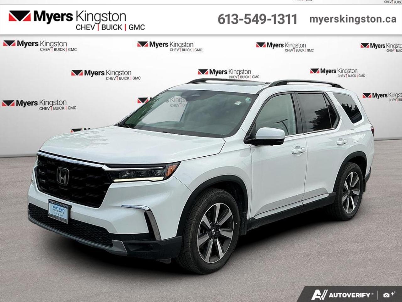 <b>Certified, Navigation,  Cooled Seats,  Leather Seats,  Premium Audio,  HUD!</b><br> <br> This 2023 Pilot is a trendy alternative to a minivan, with great styling while maintaining the same practicality. This 2023 Honda Pilot is for sale today in Kingston.<br> <br>With a highly flexible interior, extremely comfortable ride, and loads of active safety features, this  all-new 2023 Honda Pilot should easily be your top choice. The interior of this Honda Pilot surrounds you and your passengers in sophistication thanks to its ergonomic design and soft-touch materials. If your family needs a new driving partner thats steeped in refinement, look no further than this stunning 2023 Honda Pilot.<br> <br>This SUV has 111,415 km and is a Certified Pre-Owned vehicle. Its nice in colour. It has an Automatic transmission and is powered by a 285HP 3.5L V6 Cylinder Engine. And its got a certified used vehicle warranty for added peace of mind. <br> <br> Our Pilots trim level is Touring. Revel in luxury and refinement in this Pilot Touring, which comes standard with unique machined aluminum wheels, a dual-panel glass sunroof with a power sunshade, a sonorous 12-speaker Bose premium audio system, ventilated and heated front seats with power adjustment, lumbar support and memory function, perforated leather-trimmed seating upholstery, voice activated dual-zone front climate control, and a drivers heads up display. Connectivity is handled via a 9-inch infotainment screen with Honda Satellite-linked navigation, Apple CarPlay, Android Auto, and mobile hotspot internet access. Safety features include an aerial view camera system, HondaLink Assist Emergency SOS, blind spot detection, collision mitigation braking system with forward collision warning and rear cross traffic alert, lane keeping assist with lane departure warning, and front and rear parking sensors. This vehicle has been upgraded with the following features: Navigation, Cooled Seats, Leather Seats, Premium Audio, HUD, 4G Wi-Fi, Sunroof.<br> <br>To apply right now for financing use this link: <a href=https://www.taylorautomall.com/finance/apply-for-financing/ target=_blank>https://www.taylorautomall.com/finance/apply-for-financing/</a><br> <br/><b>THE CERTIFIED PRE-OWNED ADVANTAGE</b><br>Instead of worries our vehicles come with a 150+ point inspection, a Manufacturers Warranty, 24-hour Roadside Assistance, and an Exchange Privilege.<br>OUR VEHICLES ARE PRE-OWNED. IT DOESNT MEAN WE LOVE THEM ANY LESS.<br><br> <br/>Buy this vehicle now for the lowest bi-weekly payment of <b>$290.23</b> with $0 down for 96 months @ 8.99% APR O.A.C. ( Plus applicable taxes - Plus applicable fees ). See dealer for details. <br><br>For more information, please call any of our knowledgeable used vehicle staff at (613) 549-1311!<br><br> Come by and check out our fleet of 60+ used cars and trucks and 170+ new cars and trucks for sale in Kingston.  o~o