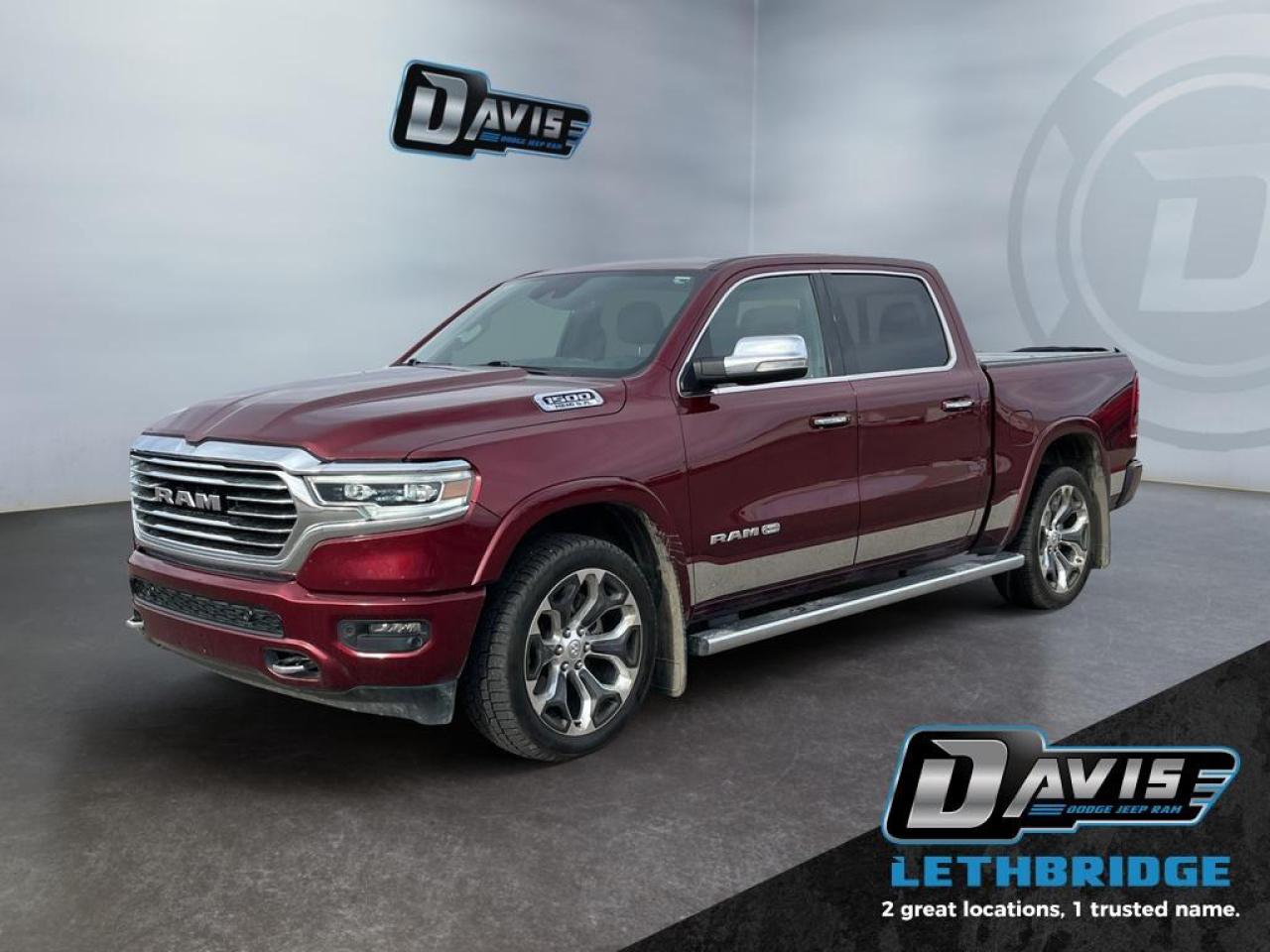 <b>Cooled Seats, Leather Seats, Premium Audio, Navigation, Android Auto!</b><br /> <br /> Whether you need tough and rugged capability, or soft and comfortable luxury, this 2022 Ram delivers every time. This 2022 Ram 1500 is fresh on our lot in Lethbridge. <br /> <br />The 2022 Ram 1500 does more than dominate the North American truck scene, it redefines. The Ram 1500 delivers power and performance everywhere you need it, with a tech-forward cabin that is all about comfort and convenience. Loaded with best-in-class features, it's easy to see why the Ram 1500 is so popular. With the most towing and hauling capability in a Ram 1500, as well as improved efficiency and exceptional capability, this truck has the grit to take on any task. This Crew Cab 4X4 pickup has 84,699 km. Stock number 41188 is Red in colour. It has an Automatic transmission and is powered by a 395HP 5.7L 8 Cylinder Engine. <br /> <br /> Our 1500's trim level is Longhorn. Upgrading to this premium Ram 1500 Longhorn is a great choice as it comes fully loaded with leather cooled and heated seats, exclusive aluminum wheels, chrome exterior accents, premium LED headlights, a heated leather steering wheel, and a large Uconnect touchscreen that's paired with navigation, Apple CarPlay, Android Auto, SiriusXM, and 4G LTE. Additional upscale features include a premium Alpine stereo, spray-in bed liner, power adjustable pedals and front seats, ParkSense front and rear sensors, proximity keyless entry, forward collision warning with active braking, power folding heated mirrors, and a rear step bumper to easily access your pickup's cargo area! This vehicle has been upgraded with the following features: Cooled Seats, Leather Seats, Premium Audio, Navigation, Android Auto, Apple CarPlay, Heated Steering Wheel.<br /> <br />To apply right now for financing use this link: <a href=https://lethbridge.davisdodge.ca/free-credit-check/ target=_blank rel=nofollow noopener noreferrer>https://lethbridge.davisdodge.ca/free-credit-check/</a><br /><br /> <br /><br />Locally Owned & Trusted for Over 35 Years  Davis Dodge in Lethbridge, AB <br /><br /> At Davis Dodge, weve proudly served the Lethbridge community for more than 35 years, offering an unparalleled car buying experience. Dont just take our word for itour Google reviews speak volumes about our commitment to exceptional service. <br /><br /> Delivery & At-Home Test Drives: Convenient options to suit your lifestyle. <br /><br /> Flexible Financing for Everyone: Get the vehicle you need with financing solutions tailored to your situation. <br /><br /> Full Mechanical Inspections & Professional Cleaning: Every vehicle is thoroughly inspected and cleaned before it hits our lot.<br /><br /> We take all makes and models on trade and offer competitive pricing with inventory that changes daily. Whether you're shopping for a Chrysler, Dodge, Jeep, RAM, or FIAT, our AMVIC Licensed dealership makes it easy to browse, buy, and drive away.<br /><br /> Located in Lethbridge, AB, we proudly serve customers in Fort Macleod, Taber, Claresholm, and Coaldale. Shop online or visit us today to experience the best in sales, service, and selection. Standard bank rates apply; taxes are additional.<br /><br /> Vehicle pricing offer shown expires 2026-03-31. <br /> Come by and check out our fleet of 60+ used cars and trucks and 120+ new cars and trucks for sale in Lethbridge. o~o