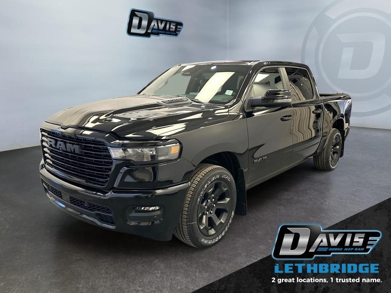 <b>Navigation, Apple CarPlay, Android Auto, 360 Camera, Heated Seats!</b><br /> <br /> <br /> <br />Experience the perfect balance of power and luxury in the 2026 Ram 1500, built to handle every job with style. <br /> <br />The Ram 1500's unmatched luxury transcends traditional pickups without compromising its capability. Loaded with best-in-class features, it's easy to see why the Ram 1500 is so popular. With the most towing and hauling capability in a Ram 1500, as well as improved efficiency and exceptional capability, this truck has the grit to take on any task.<br /> <br />This Diamond Black Crystal Pearl Crew Cab 4X4 pickup has an Automatic transmission and is powered by a 420HP 3.0L Straight 6 Cylinder Engine. <br /> <br /> Our 1500's trim level is Sport. This Ram 1500 in Sport trim rewards you with front heated seats, a leather-wrapped heated steering wheel, a 360 camera system, a 10-speaker Alpine audio, and a 12-inch infotainment screen with inbuilt navigation, Apple CarPlay and Android Auto, and 4G LTE Wi-Fi hotspot. Additional features include class IV towing equipment, aluminum wheels, power adjustable pedals, intersection collision assist, evasion assist, lane keep assist with lane departure warning, and even more! This vehicle has been upgraded with the following features: Navigation, Apple CarPlay, Android Auto, 360 Camera, Heated Seats, Heated Steering Wheel, Aluminum Wheels.<br /><br /> <br />To apply right now for financing use this link: <a href=https://lethbridge.davisdodge.ca/free-credit-check/ target=_blank rel=nofollow noopener noreferrer>https://lethbridge.davisdodge.ca/free-credit-check/</a><br /><br /> <br /><br />As a premier Chrysler, Dodge, Jeep and RAM dealership, Davis Dodge proudly offers an extensive selection of new and used vehicles to meet every drivers needs. Customers across Lethbridge, Fort Macleod, Taber, Claresholm, Coaldale, and beyond trust us for daily vehicle specials, certified service and parts, and a seamless online inventory experience. <br /><br /> With competitive financing options and expert support, we make car buying easy and enjoyable. <br /><br /> Ready to hit the road? Schedule your test drive today at Davis Dodge, your trusted Chrysler, Dodge, Jeep and RAM dealer in Lethbridge, Alberta.<br /><br /> Vehicle pricing offer shown expires 2026-04-30. <br /> Come by and check out our fleet of 70+ used cars and trucks and 110+ new cars and trucks for sale in Lethbridge. o~o