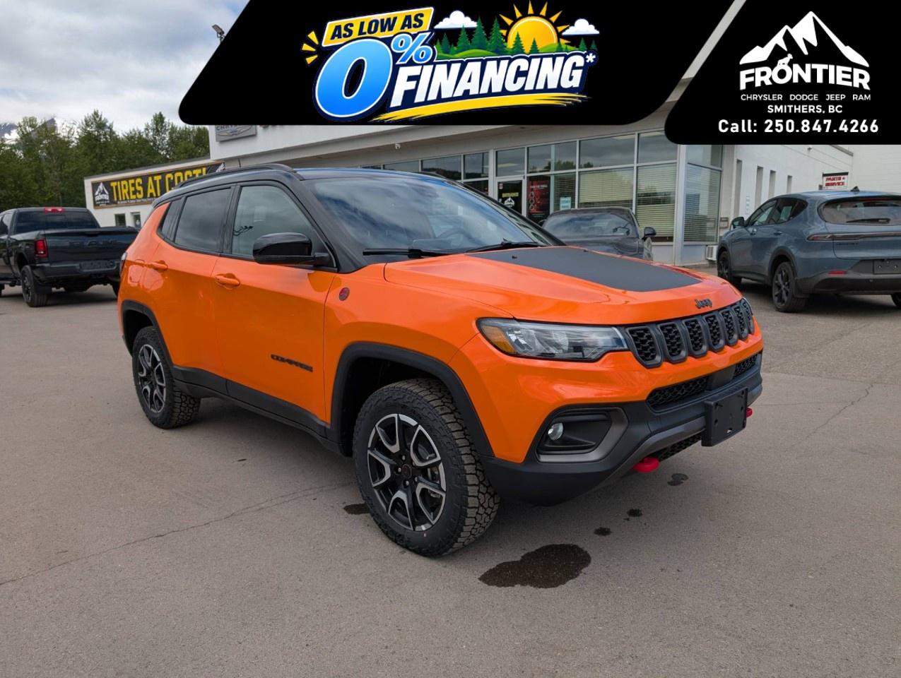 <p>The 2026 Jeep Compass Trailhawk 4x4 is built for adventure, combining rugged off-road capability with modern technology and everyday comfort.</p><p>Powered by a 2.0L DOHC turbocharged 4-cylinder engine paired with an 8-speed automatic transmission, the Compass Trailhawk delivers responsive performance and efficiency. Jeeps legendary 4x4 capability provides confident traction and control, making it ready for challenging terrain as well as daily driving.</p><p>Designed with Jeeps off-road heritage in mind, the Trailhawk trim brings distinctive styling and enhanced capability while still offering a comfortable interior. Inside, enjoy features such as heated front seats, air conditioning, cruise control, power windows and locks, keyless entry, and remote start for added convenience.</p><p>Technology features include Bluetooth connectivity, Smart Device Integration, satellite radio capability, and a Wi-Fi hotspot to help keep you connected on every journey. A backup camera and parking sensors assist with maneuvering, while driver-assist features like Lane Assist and Brake Assist add confidence behind the wheel.</p><p>With its rugged Trailhawk design, capable 4x4 system, and well-equipped interior, the 2026 Jeep Compass Trailhawk is ready for both everyday commutes and weekend adventures.</p><p>Please confirm all vehicle details and available features with our sales team and start the buying process today at Frontier Chrysler Dodge Jeep Ram Ltd.</p>
