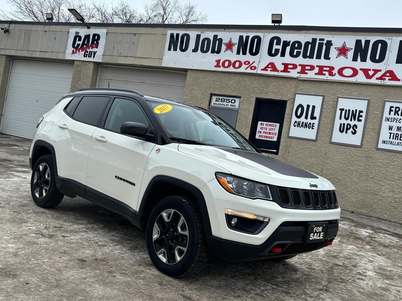 <h2 data-start=0 data-end=42><span class=hover:entity-accent entity-underline inline cursor-pointer align-baseline><span class=whitespace-normal>Jeep Compass Trailhawk</span></span></h2><p data-start=43 data-end=59><strong data-start=43 data-end=59>Dealer #4660</strong></p><h3 data-start=63 data-end=131>2017 Jeep Compass Trailhawk – Rugged Style with Premium Features</h3><p data-start=133 data-end=357>Take on every drive with confidence in this <strong data-start=177 data-end=208>2017 Jeep Compass Trailhawk</strong>. Designed with Jeep’s adventurous spirit and equipped with modern comfort and technology, this SUV is perfect for daily driving or weekend getaways.</p><hr data-start=359 data-end=362><h3 data-start=364 data-end=389>🚗 Comfort & Interior</h3><ul data-start=390 data-end=626><li data-start=390 data-end=410><p data-start=392 data-end=410>Air Conditioning</p></li><li data-start=411 data-end=452><p data-start=413 data-end=452>Simulated Leather Seats</p></li><li data-start=453 data-end=475><p data-start=455 data-end=475>Heated Front Seats</p></li><li data-start=476 data-end=497><p data-start=478 data-end=497>Power Driver Seat</p></li><li data-start=498 data-end=514><p data-start=500 data-end=514>Bucket Seats</p></li><li data-start=515 data-end=544><p data-start=517 data-end=544>Adjustable Steering Wheel</p></li><li data-start=545 data-end=579><p data-start=547 data-end=579>Power Windows, Locks & Mirrors</p></li><li data-start=580 data-end=603><p data-start=582 data-end=603>Rear Window Defrost</p></li><li data-start=604 data-end=626><p data-start=606 data-end=626>Sunroof / Moonroof</p></li></ul><hr data-start=628 data-end=631><h3 data-start=633 data-end=664>📱 Technology & Convenience</h3><ul data-start=665 data-end=812><li data-start=665 data-end=681><p data-start=667 data-end=681>Remote Start</p></li><li data-start=682 data-end=703><p data-start=684 data-end=703>Navigation System</p></li><li data-start=704 data-end=719><p data-start=706 data-end=719>AM/FM Radio</p></li><li data-start=720 data-end=739><p data-start=722 data-end=739>Satellite Radio</p></li><li data-start=740 data-end=758><p data-start=742 data-end=758>Reverse Camera</p></li><li data-start=759 data-end=777><p data-start=761 data-end=777>Cruise Control</p></li><li data-start=778 data-end=812><p data-start=780 data-end=812>Rain-Sensing Windshield Wipers</p></li></ul><hr data-start=814 data-end=817><h3 data-start=819 data-end=846>🛡 Safety & Performance</h3><ul data-start=847 data-end=941><li data-start=847 data-end=869><p data-start=849 data-end=869>ABS Braking System</p></li><li data-start=870 data-end=890><p data-start=872 data-end=890>Traction Control</p></li><li data-start=891 data-end=905><p data-start=893 data-end=905>Fog Lights</p></li><li data-start=906 data-end=922><p data-start=908 data-end=922>Rear Spoiler</p></li><li data-start=923 data-end=941><p data-start=925 data-end=941>Power Steering</p></li></ul><p data-start=943 data-end=1064>This Compass Trailhawk delivers a great combination of comfort, technology, and Jeep capability—ready for the road ahead.</p><hr data-start=1066 data-end=1069><p data-start=1071 data-end=1155>📍 <strong data-start=1074 data-end=1090>Visit Us at:</strong><br data-start=1090 data-end=1093><strong data-start=1093 data-end=1113>The Car Guy Inc.</strong><br data-start=1113 data-end=1116>Winnipeg, Manitoba, </p><p data-start=1071 data-end=1155>📞 <strong data-start=1160 data-end=1170>Phone:</strong> 204-881-5932</p><p data-start=1157 data-end=1185>Monday – Friday: 10:00 AM – 6:00 PM<br data-start=1250 data-end=1253>Saturday: 10:00 AM – 4:00 PM<br data-start=1281 data-end=1284>Sunday: Closed</p><p data-start=1302 data-end=1404 data-is-last-node= data-is-only-node=>💰 <strong data-start=1305 data-end=1356>Financing Available – All Credit Types Welcome!</strong><br data-start=1356 data-end=1359>Contact us today to schedule your test drive.</p>