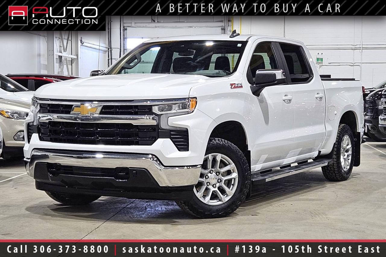 <p><span><font color=#000000><span>Financing & Warranty Available!</span><span><br></span></font></span><span><br></span><span>Crew Cab w/ 5.8ft. Box - Accident Free - SK Truck - Regularly Maintained</span><span><br></span><span><br>Built for work and weekend adventure, this <b>2023 Chevrolet Silverado 1500 LT Crew Cab</b> blends rugged capability with modern comfort thanks to its 4x4 drivetrain and Z71 Off-Road package. Under the hood the proven 5.3L EcoTec3 V8 and smooth 10-speed automatic transmission deliver strong, confident power and a 9,300 lb. towing capacity that makes hauling trailers simple. Z71 suspension, ChevyTec spray-on bedliner, EZ Lift power tailgate and the trailering package with hitch guidance and integrated trailer brake controller mean it is ready for heavy-duty jobs right out of the gate. Inside you will find a modern cockpit centered on a 13.4-inch touchscreen and a 12.3-inch reconfigurable digital display with Google Built-In navigation plus Apple CarPlay and Android Auto compatibility for effortless connectivity. Comfort features like heated front seats, a heated steering wheel, remote start, dual-zone automatic climate control and a 10-way power drivers seat keep every drive pleasant in Saskatchewan weather. Advanced safety tech - including automatic emergency braking, forward collision alert, front pedestrian braking, lane keep assist with lane departure warning, following distance indicator, IntelliBeam auto high beams and an HD rear vision camera - helps you drive with confidence. Bright LED headlamps, LED daytime running lamps, LED cargo area lighting and a 3.23 rear axle ratio tuned for capability round out the package for both form and function. This locally owned, accident-free Silverado has been regularly maintained and is available now at Saskatoon Auto Connection - come see it in Summit White with Jet Black cloth and let our team show you why it is the versatile truck your next project or family needs.<br><br></span><span>Key Features:</span><span><br></span><span><br>- 4x4<br>- Z71 Off-Road Package<br>- Heated Seats<br>- Heated Steering Wheel<br>- Remote Start<br>- Apple CarPlay & Android Auto Compatibility<br>- Google Built-In Compatibility w/ Navigation<br>- 13.4-Inch Diagonal Colour Touchscreen<br>- 12.3-Inch Diagonal Reconfigurable Multi-Colour Digital Display<br>- HD Rear Vision Camera<br>- Lane Keep Assist w/ Lane Departure Warning<br>- Following Distance Indicator<br>- Front Pedestrian Braking<br>- Automatic Emergency Braking<br>- Forward Collision Alert<br>- IntelliBeam Auto High Beams<br>- Dual-Zone Automatic Climate Control<br>- SiriusXM Satellite Radio<br>- 10-Way Power Drivers Seat<br>- Rear Window Defogger<br>- LED Reflector Headlamps<br>- LED Signature Daytime Running Lamps<br>- LED Cargo Area Lighting<br>- EZ Lift Power Lock & Release Tailgate<br>- Chevytec Spray-On Bedliner<br>- Trailering Package w/ Hitch Guidance<br>- Integrated Trailer Brake Controller<br>- 9,300lb. Towing Capacity<br>- 3.23 Rear Axle Ratio<br>- 10-Speed Automatic Transmission<br>- 5.3L EcoTec3 8-Cylinder Engine<br><br><b>Exterior Colour:</b> Summit White<br><b>Interior Colour:</b> Jet Black Cloth<br><br><b>Manufacturers Brochure:</b> </span><a href=https://cdn.dealereprocess.org/cdn/brochures/chevrolet/2023-silverado1500.pdf target=_blank><span>https://cdn.dealereprocess.org/cdn/brochures/chevrolet/2023-silverado1500.pdf</span></a><span><br><br></span><span>Unlock a full year of exclusive VIP benefits with your purchase! Enjoy 20% off labour, 25% off tires, free windshield stone chip repairs, and so much more. Visit saskatoonauto.ca for all the details.<br></span><span><br>Honesty Pricing eliminates the haggle hassle by providing you with our lowest possible selling price up front. In fact, it is the lowest price in our market, and we will prove it by disclosing a comprehensive market report of what our competitors are selling similar vehicles for.<br></span><span><br>This vehicle meets our Diamond Certification standard, which begins by selecting only premium quality vehicles and subjecting them to a much more comprehensive inspection process than typical dealerships use. Diamond Certified ensures a clean history, exceptional appearance and problem-free operation.<br></span><span><br>At Saskatoon Auto Connection we sell pre-owned automobiles the way we would like to buy them ourselves. Since 2008, we have been dedicated to providing the highest level of integrity and transparency in our industry, in combination with the highest quality vehicles at the most competitive prices in Saskatchewan. Our friendly staff is ready to positively redefine your expectations of the pre-owned automobile space.</span><span></span></p>