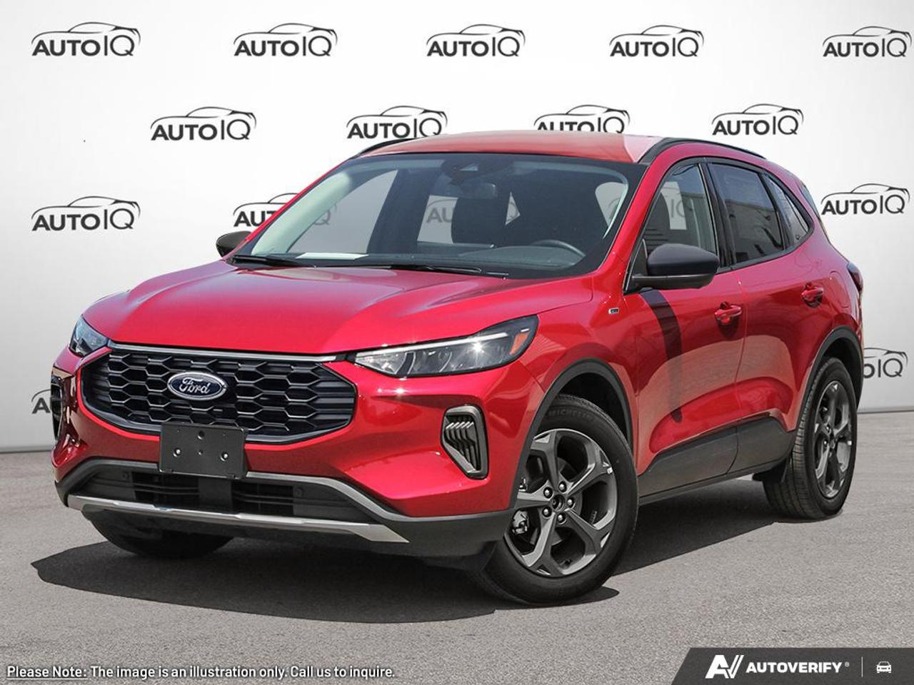 2025 Ford Escape ST-Line Equipment Group 300A|RAPID RED MET TINTED CC|PARTIAL VINYL/CLOTH SEATS EBONY W/RED STITCH|EQUIP GROUP 300A|1.5L ECO W/START-STOP|8-SPD AUTO|COLD WEATHER PKG|PANORAMIC VISTA ROOF|FLR LINERS FR-RR W/CRP Photo0