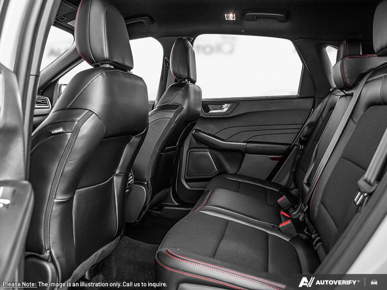 2025 Ford Escape ST-Line EQUIP GRP 300A | 1.5L ECO W/START-STOP | 8-SPD A/T | COLD WEATHER PKG | PANO VISTA ROOF | TECH PKG #1 | AGATE BLACK METALLIC | EBNY PART VNL/CLTH &RED STCH Photo